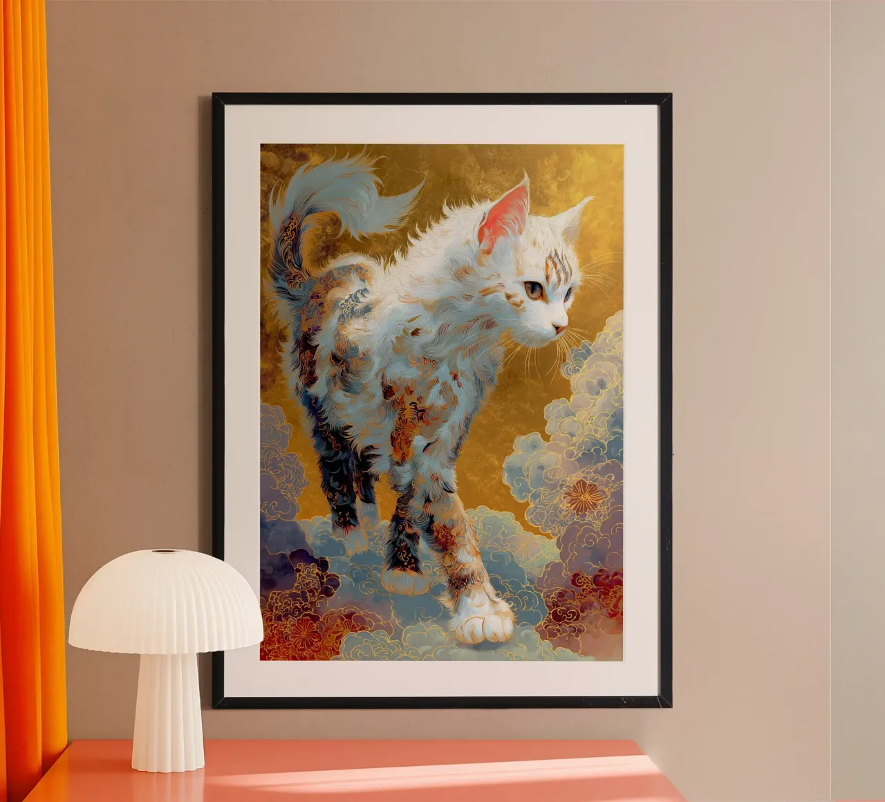 Gatto Ukyio-e poster con telaio in plastica da Fleur de Lys