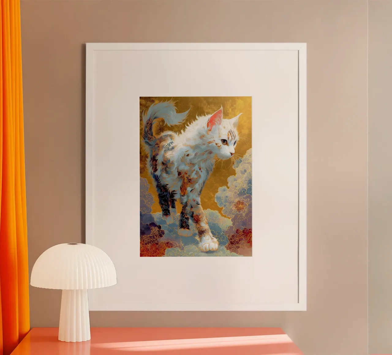 Gatto Ukyio-e poster con telaio in plastica da Fleur de Lys