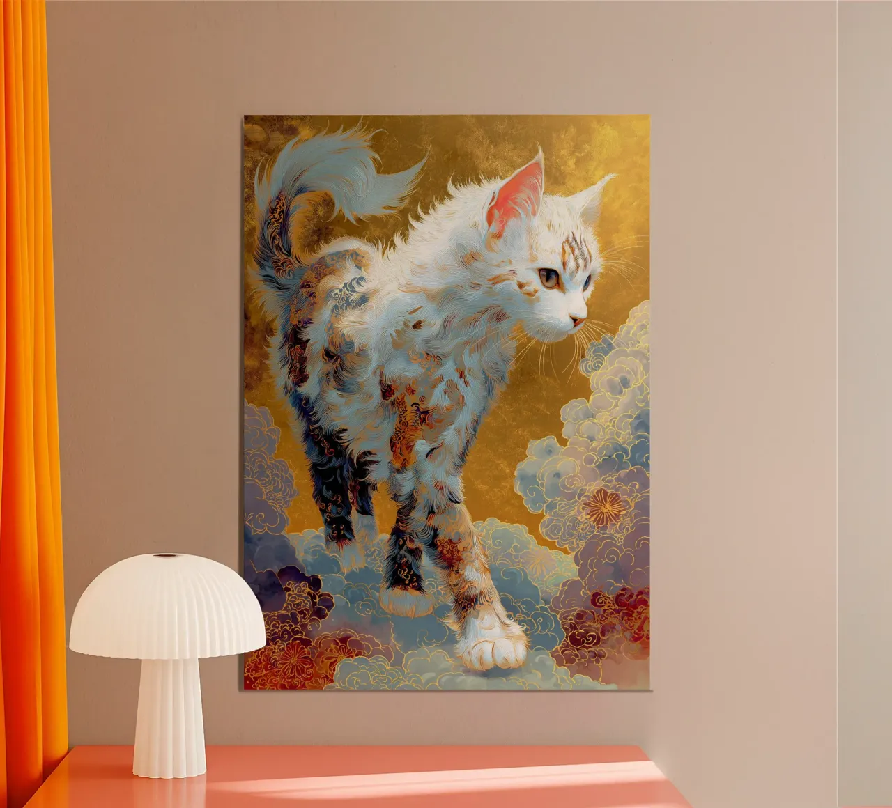 Gatto Ukyio-e poster con telaio in plastica da Fleur de Lys