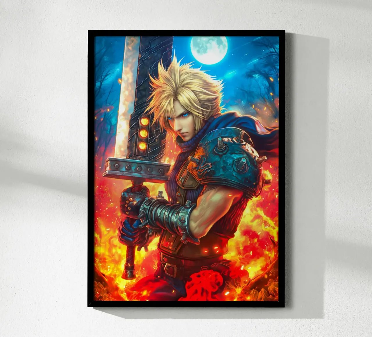 Cloud Strife Final Fantasy VII FF7 poster con telaio in alluminio da Fleur de Lys