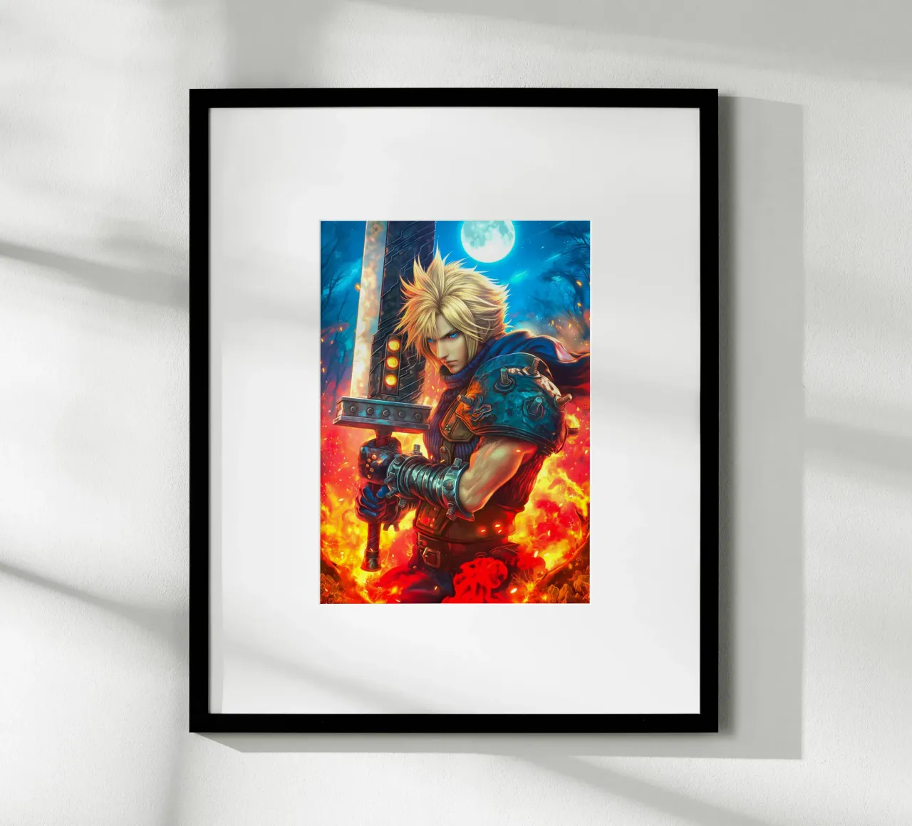 Cloud Strife Final Fantasy VII FF7 poster con telaio in alluminio da Fleur de Lys