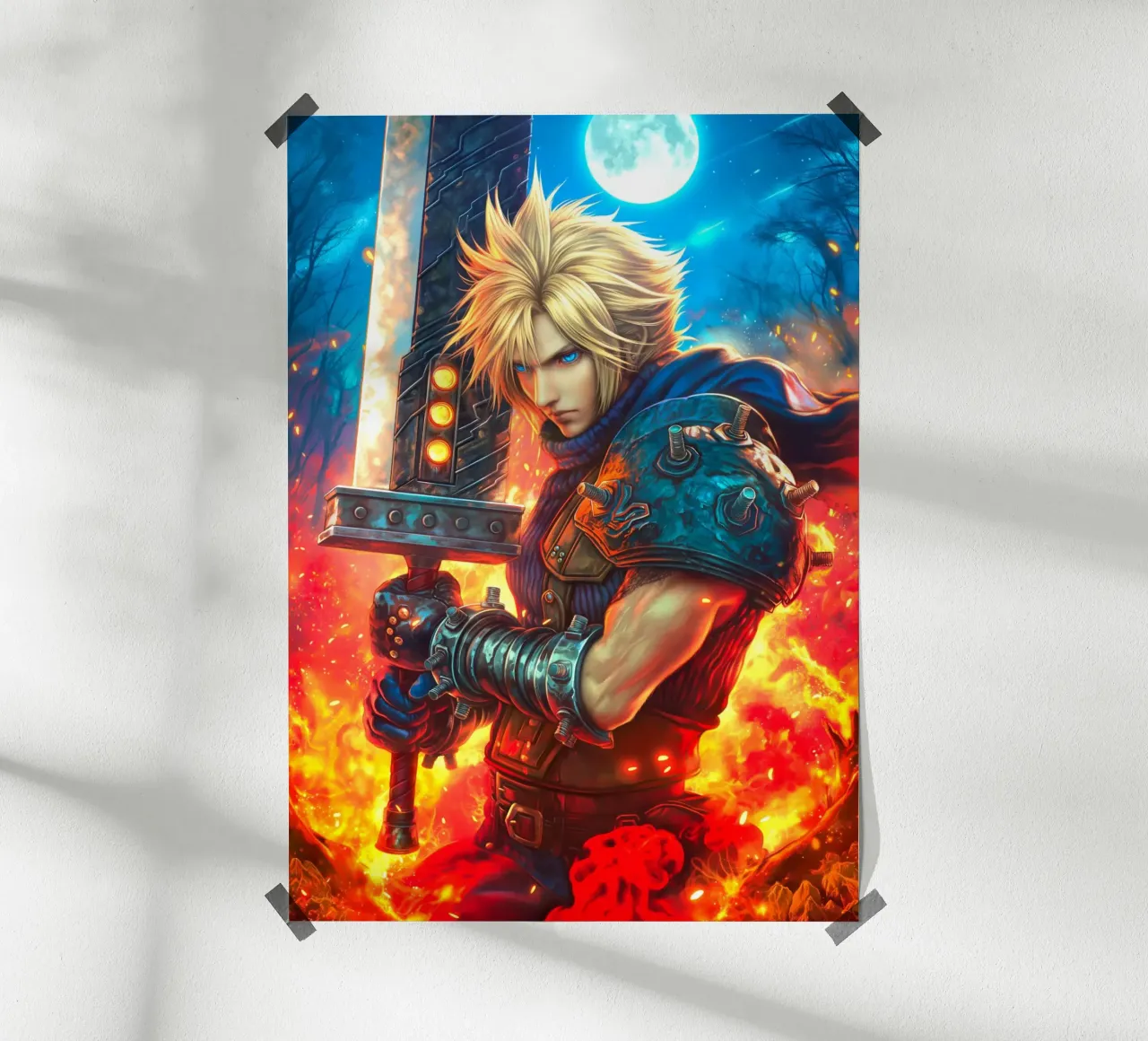 Cloud Strife Final Fantasy VII FF7 poster con telaio in alluminio da Fleur de Lys