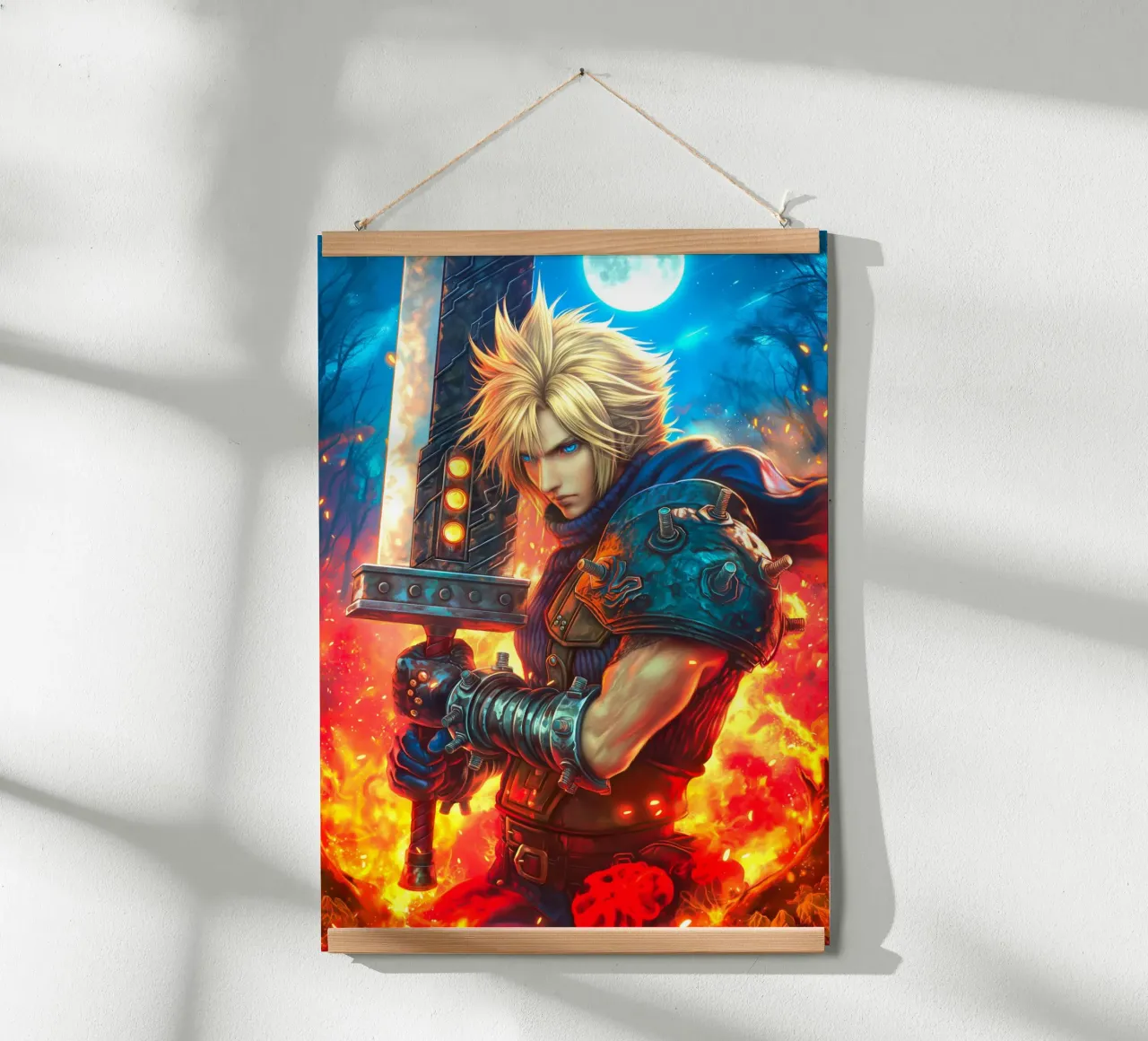 Cloud Strife Final Fantasy VII FF7 poster con telaio in alluminio da Fleur de Lys