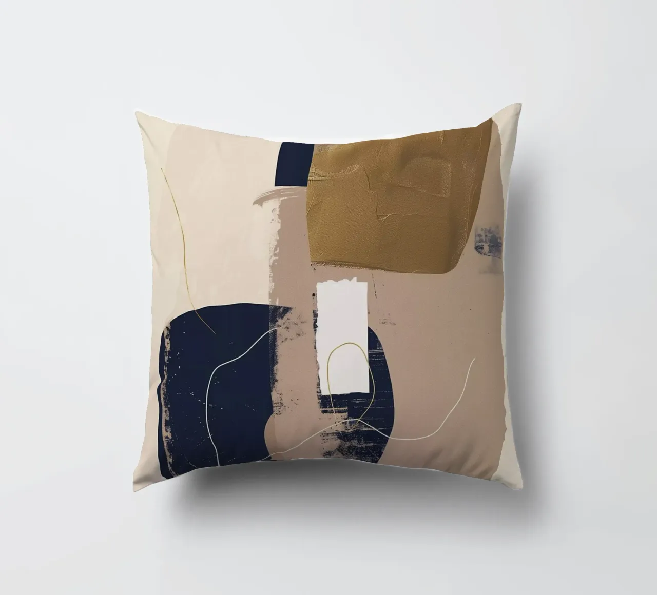 Copper and blue 2 decorative cushion by LeDieg