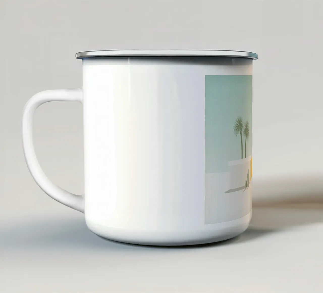Yellow House Palm Spring tazza in smalto da Lucallie Andrei