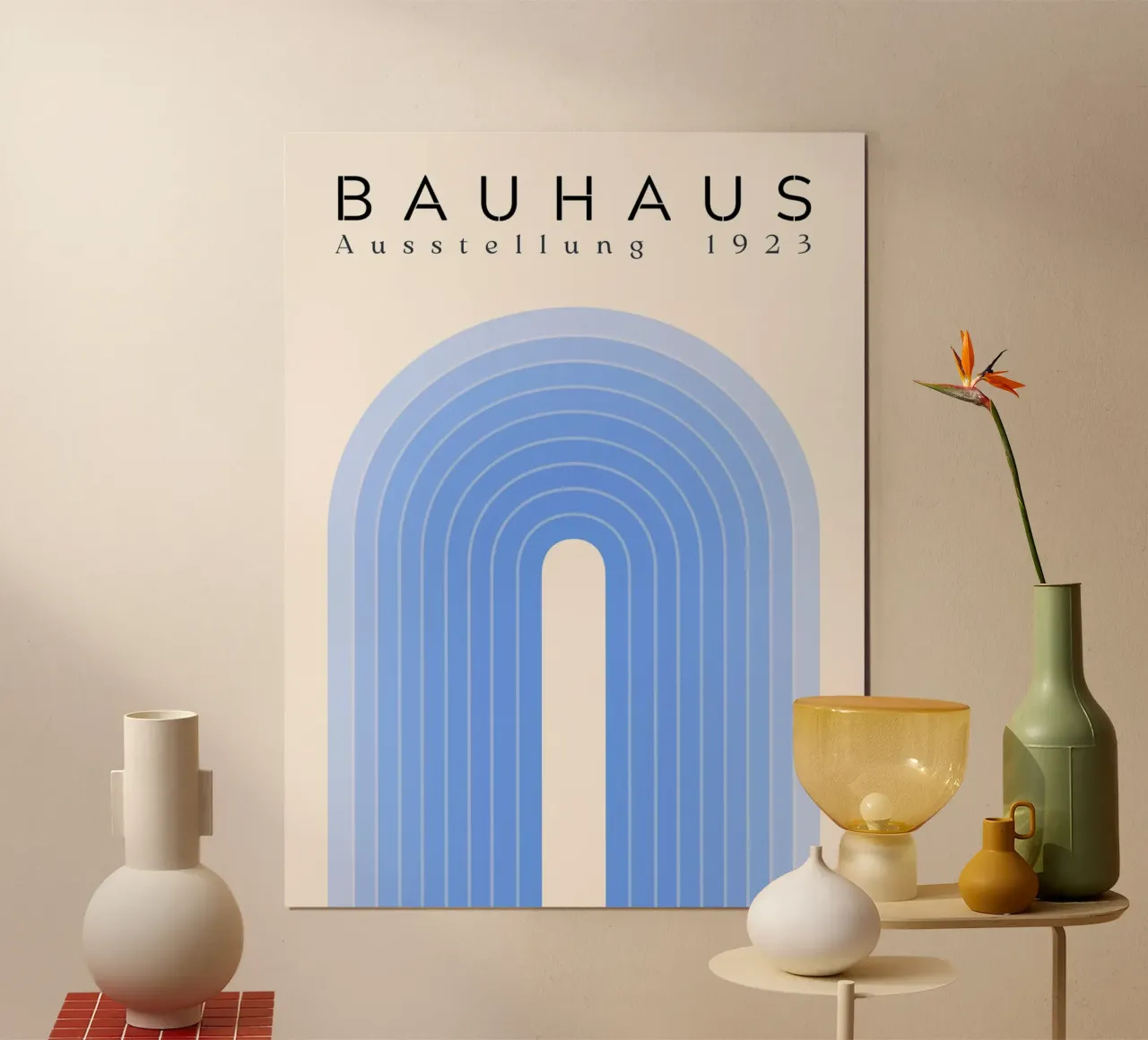Poster Bauhaus - Forme astratte blu 1923 poster con telaio in legno da Studio Vibe