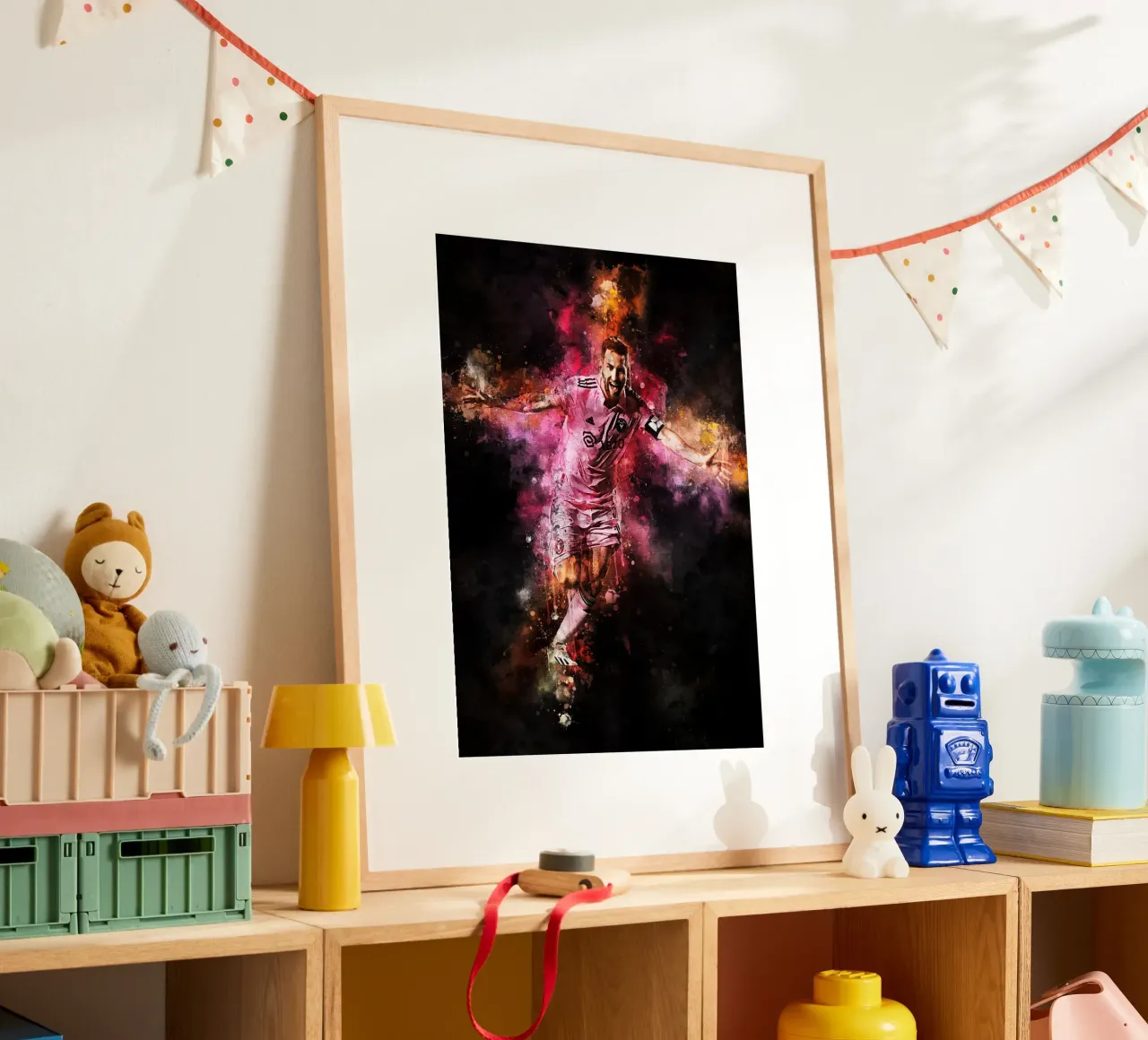Lionel Messi Inter Miami poster con telaio in plastica da MasterInkArt