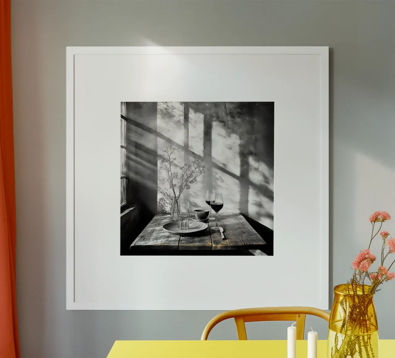 "A Quiet Moment" - Arte da parete per la cucina rustica in fattoria poster con telaio in alluminio da Synthaira