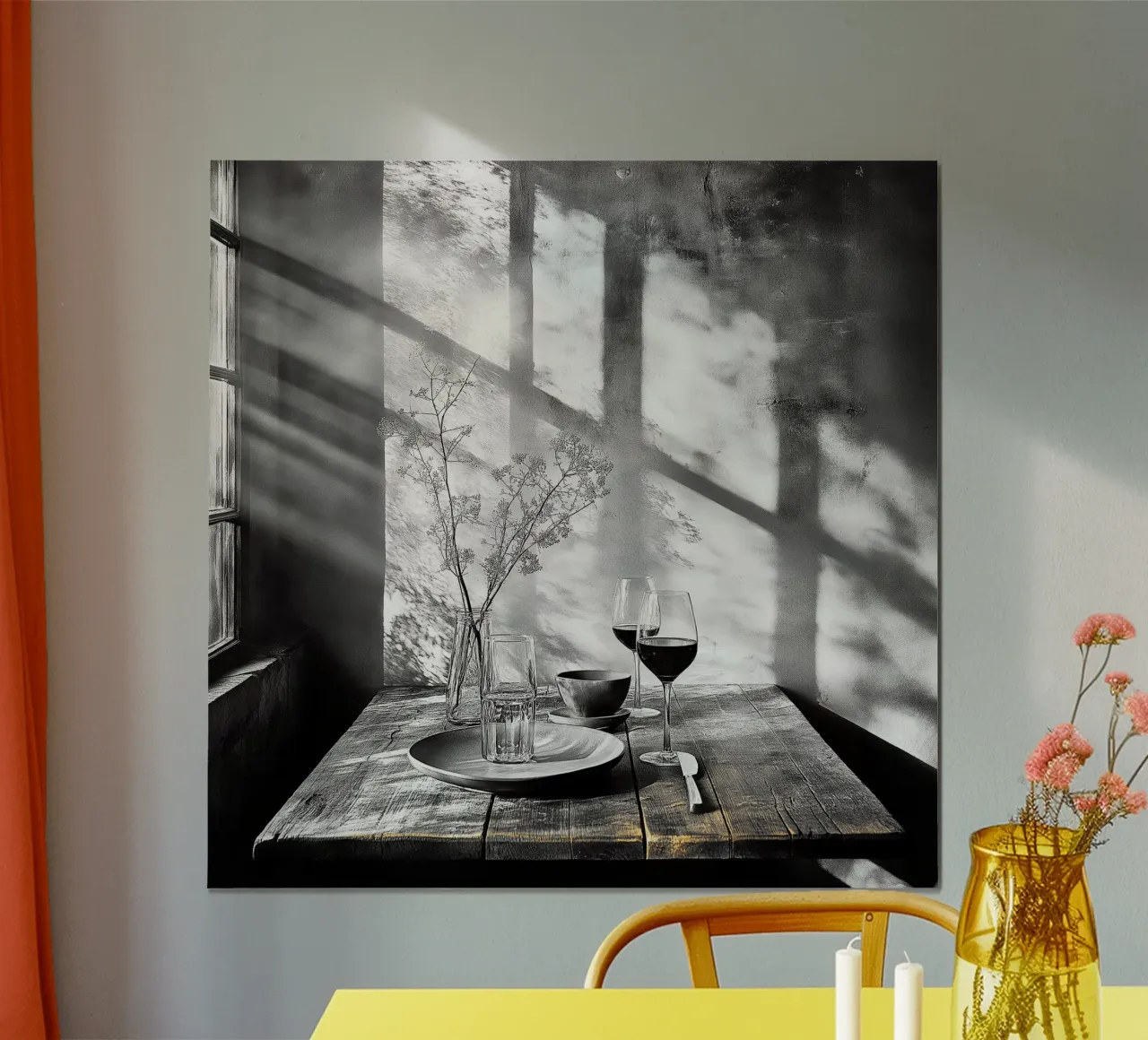 "A Quiet Moment" - Arte da parete per la cucina rustica in fattoria poster con telaio in alluminio da Synthaira