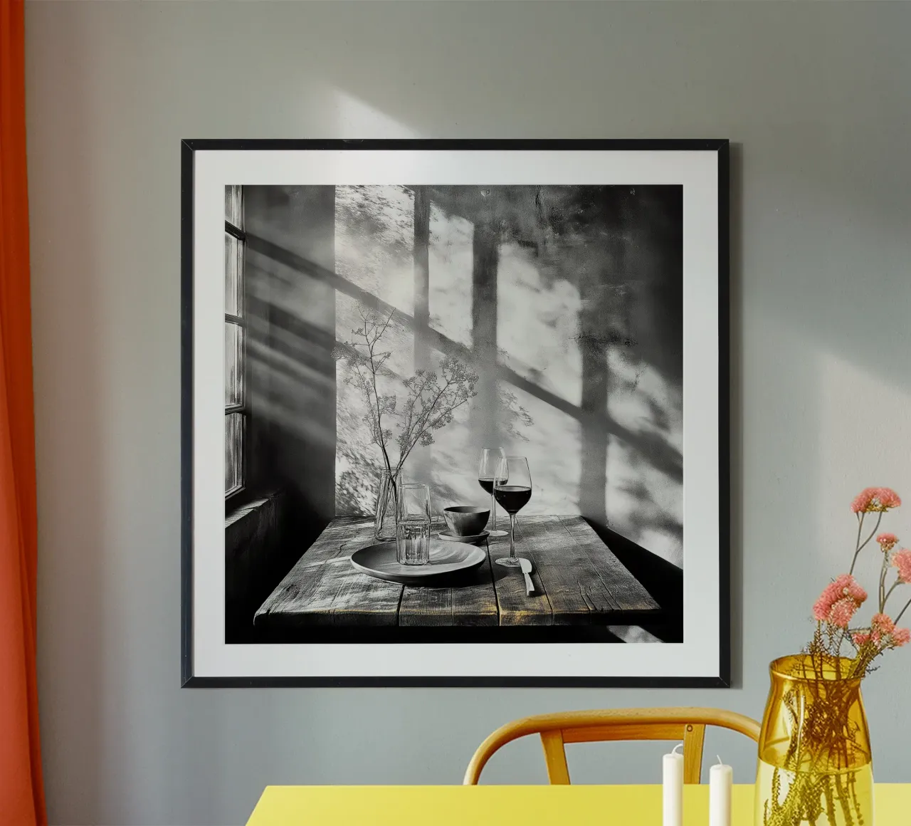 "A Quiet Moment" - Arte da parete per la cucina rustica in fattoria poster con telaio in alluminio da Synthaira