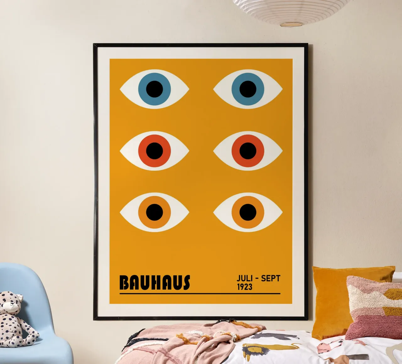 Poster Bauhaus - Grafica astratta degli occhi 1923 poster con telaio in alluminio da Studio Vibe