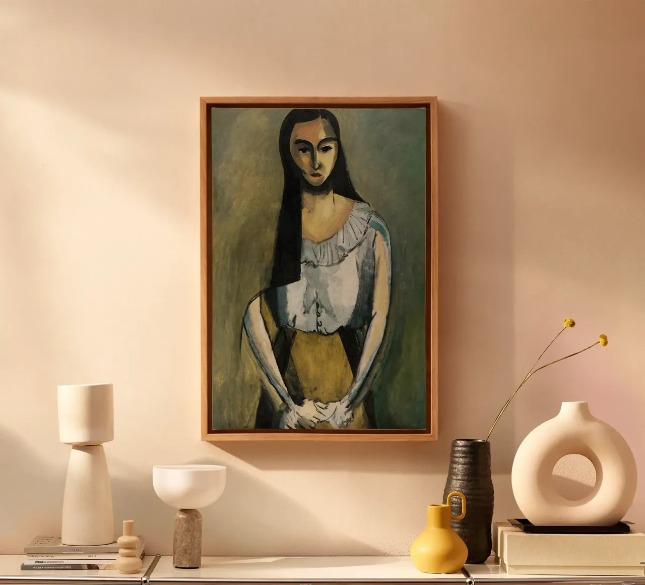 vrouw met lang haar canvas met Baklijst van briyan shop
