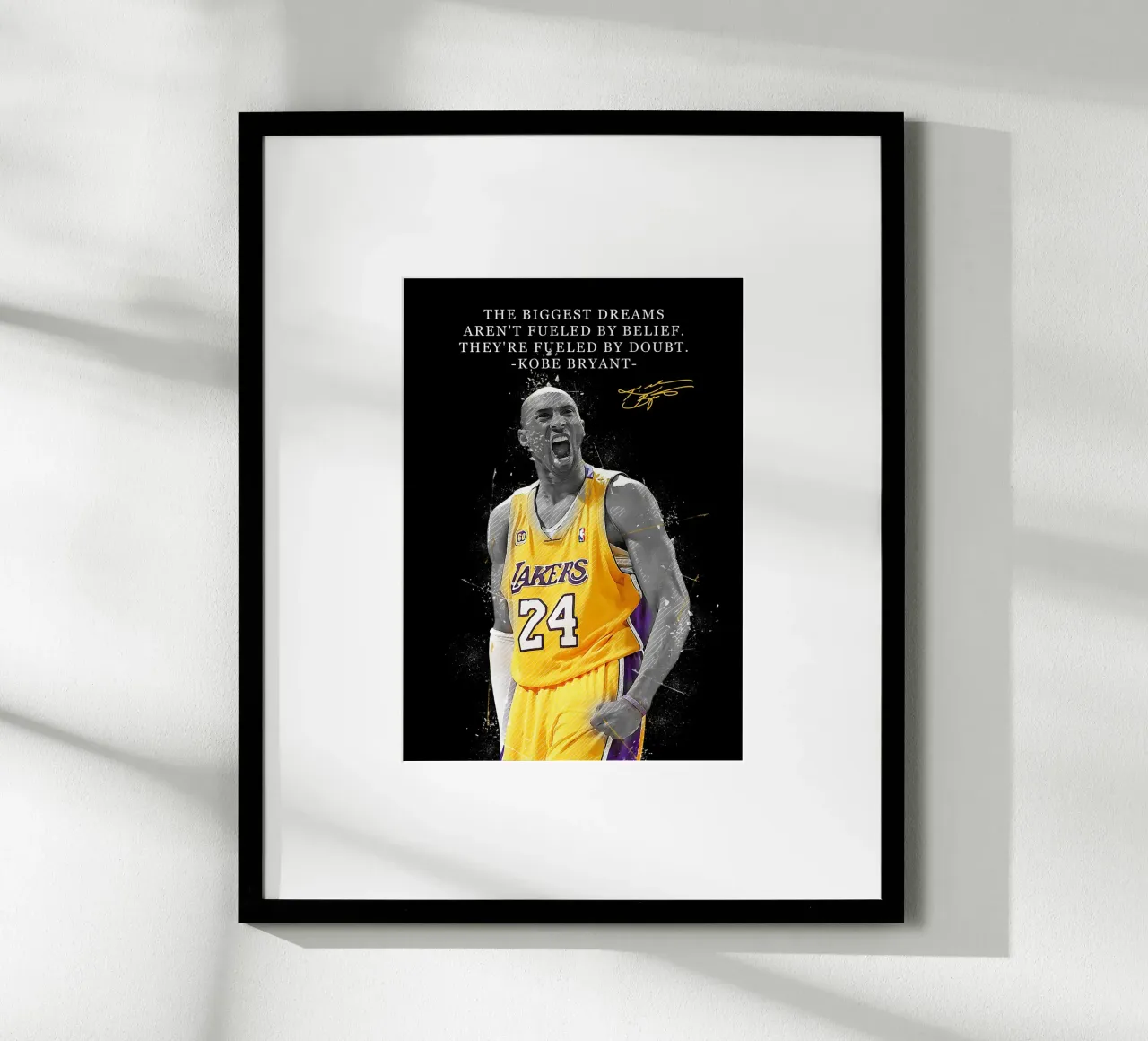 Kobe Bryant Quotes poster con telaio in plastica da FreeArtStudio