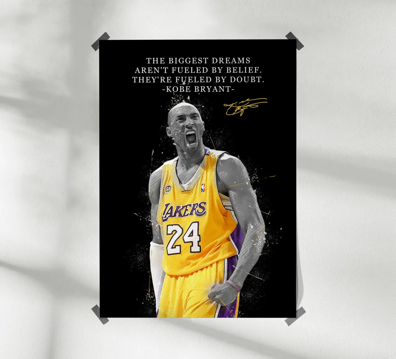 Kobe Bryant Quotes poster con telaio in plastica da FreeArtStudio