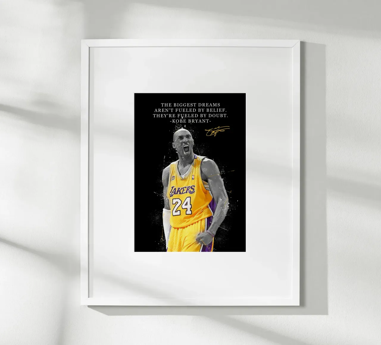 Kobe Bryant Quotes poster con telaio in plastica da FreeArtStudio