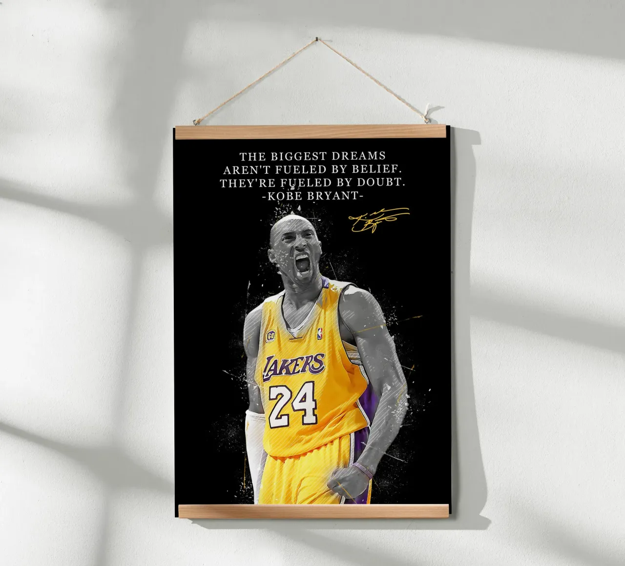 Kobe Bryant Quotes poster con telaio in plastica da FreeArtStudio