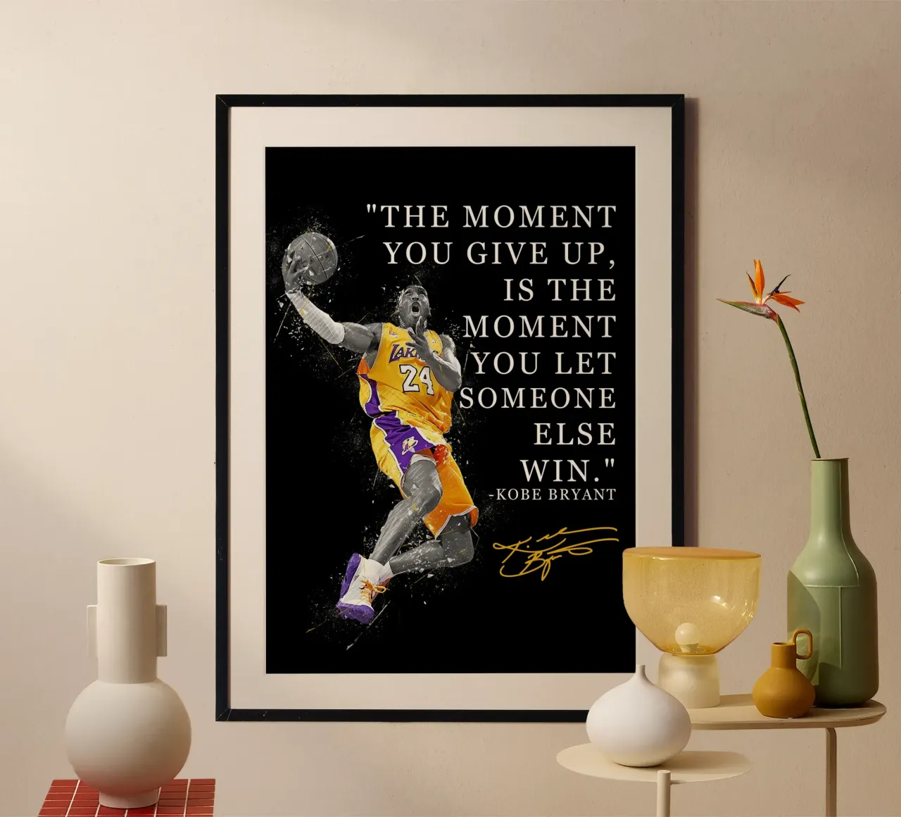 Kobe Bryant Quotes poster con telaio in legno da FreeArtStudio