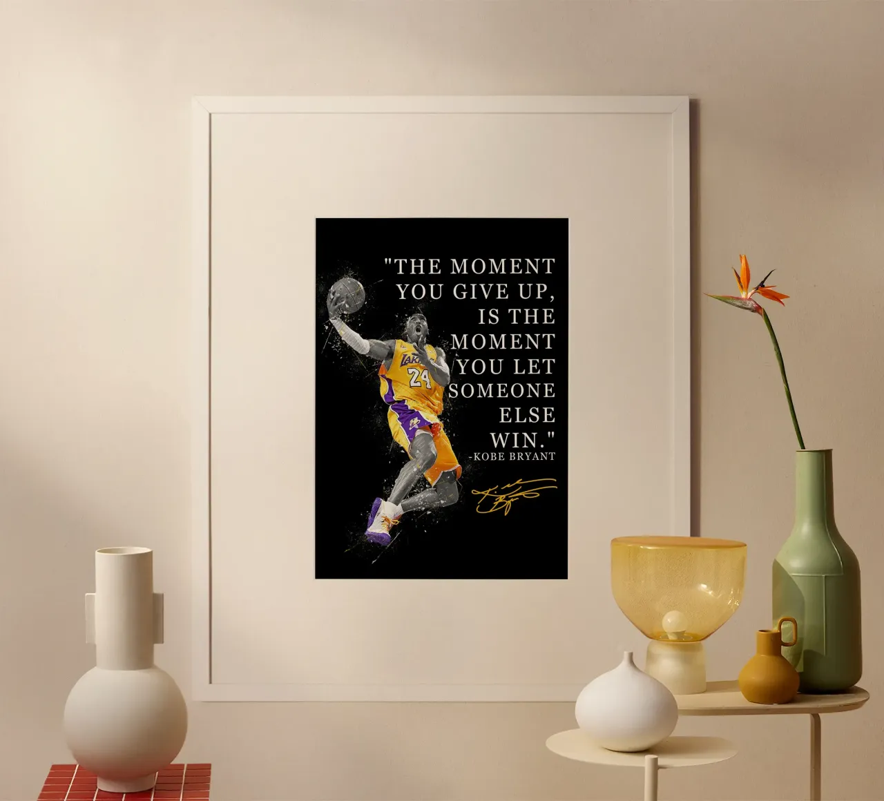 Kobe Bryant Quotes poster con telaio in legno da FreeArtStudio