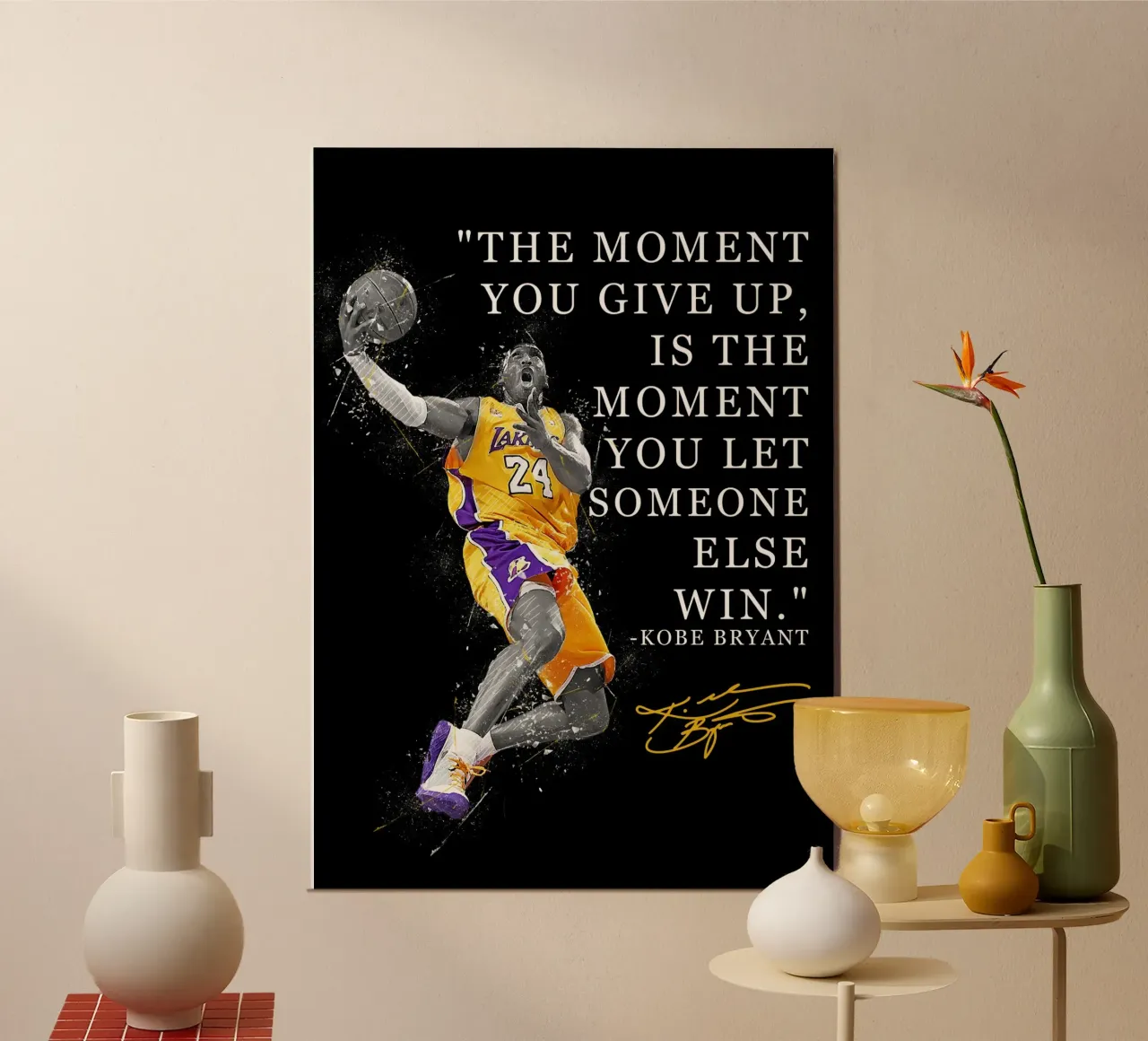 Kobe Bryant Quotes poster con telaio in legno da FreeArtStudio
