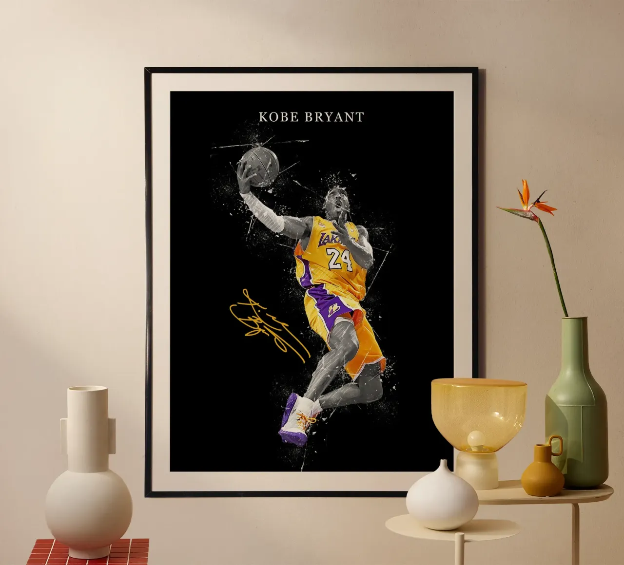 Kobe Bryant poster con telaio in alluminio da FreeArtStudio