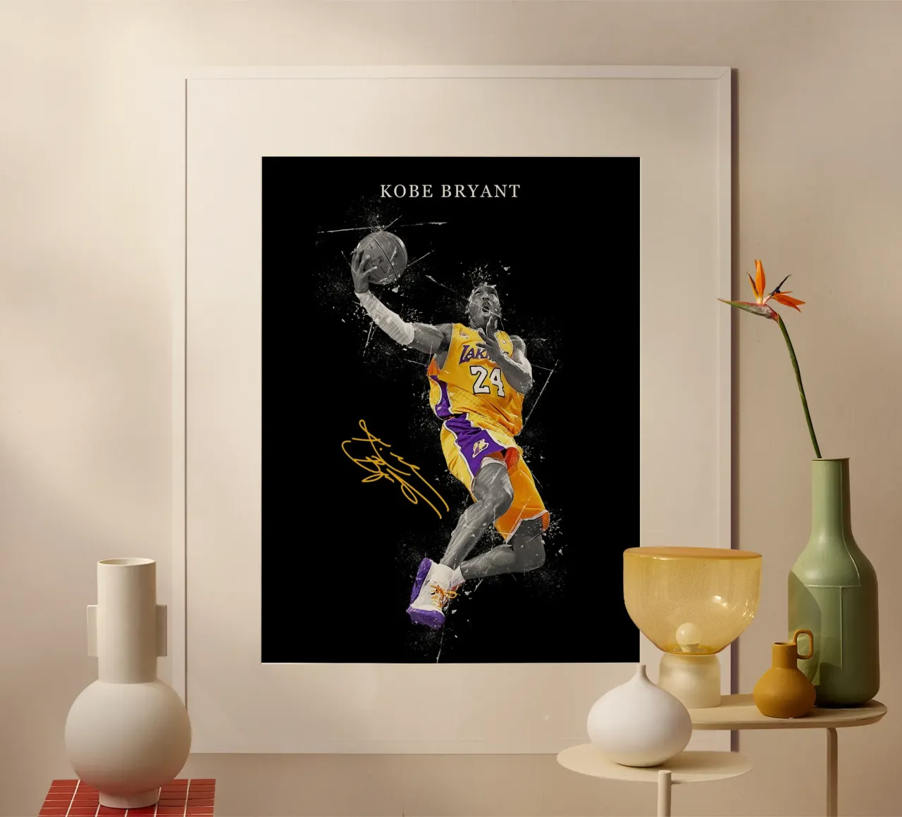 Kobe Bryant poster con telaio in alluminio da FreeArtStudio
