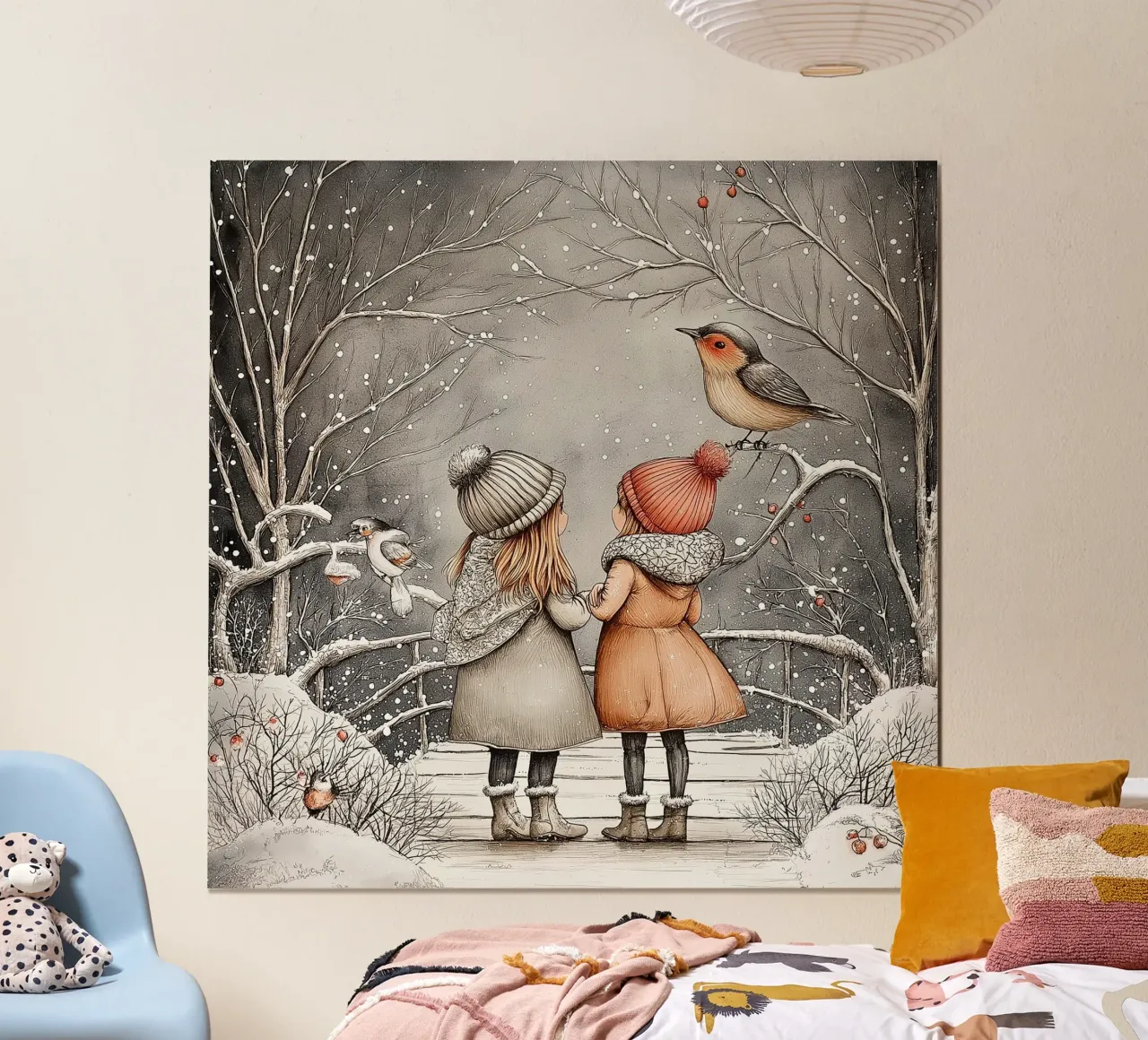 "Amici d'inverno" - Stampa d'arte invernale di un'affascinante fiaba poster da Synthaira