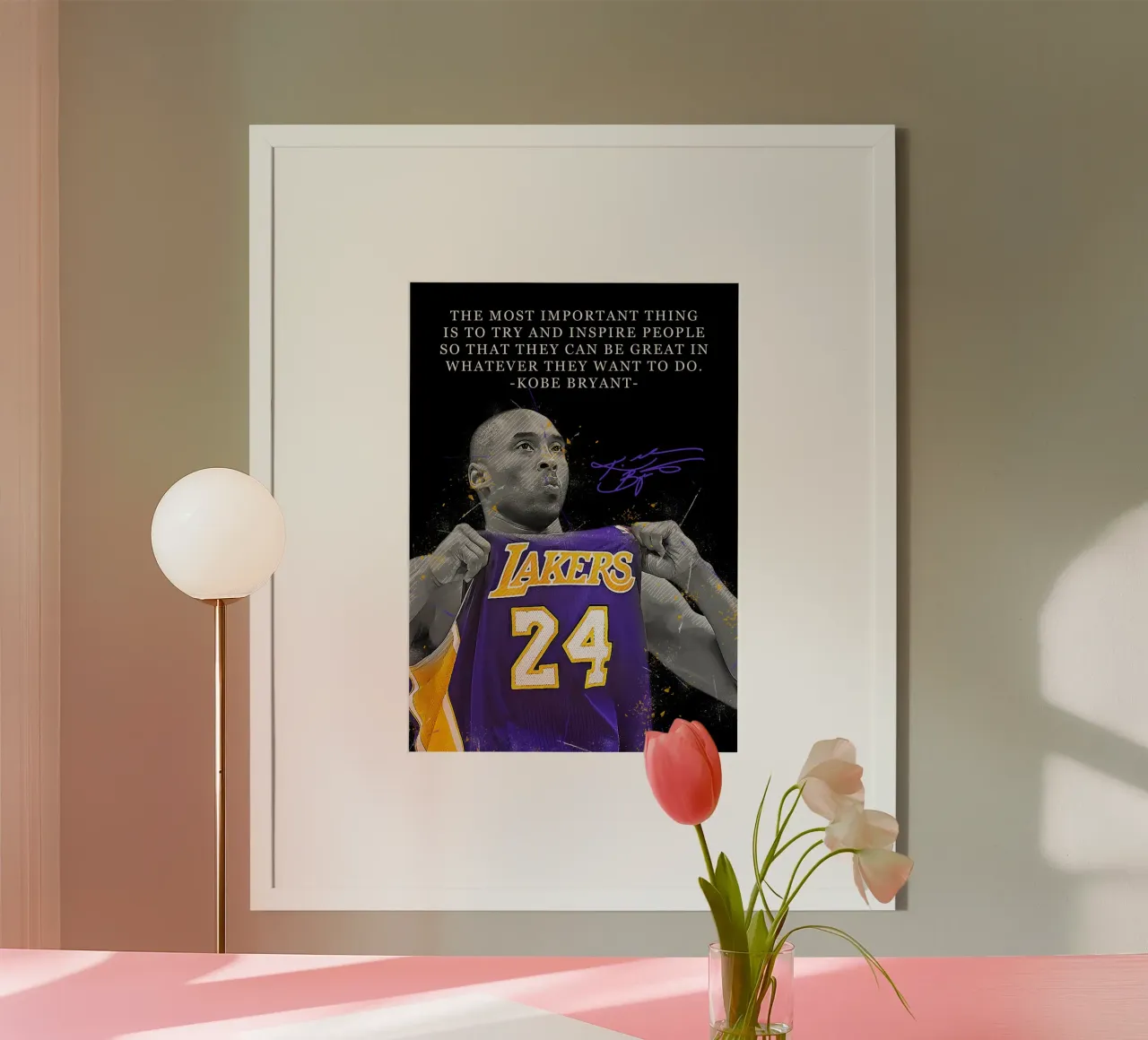 Kobe Bryant Quotes poster con telaio in alluminio da FreeArtStudio