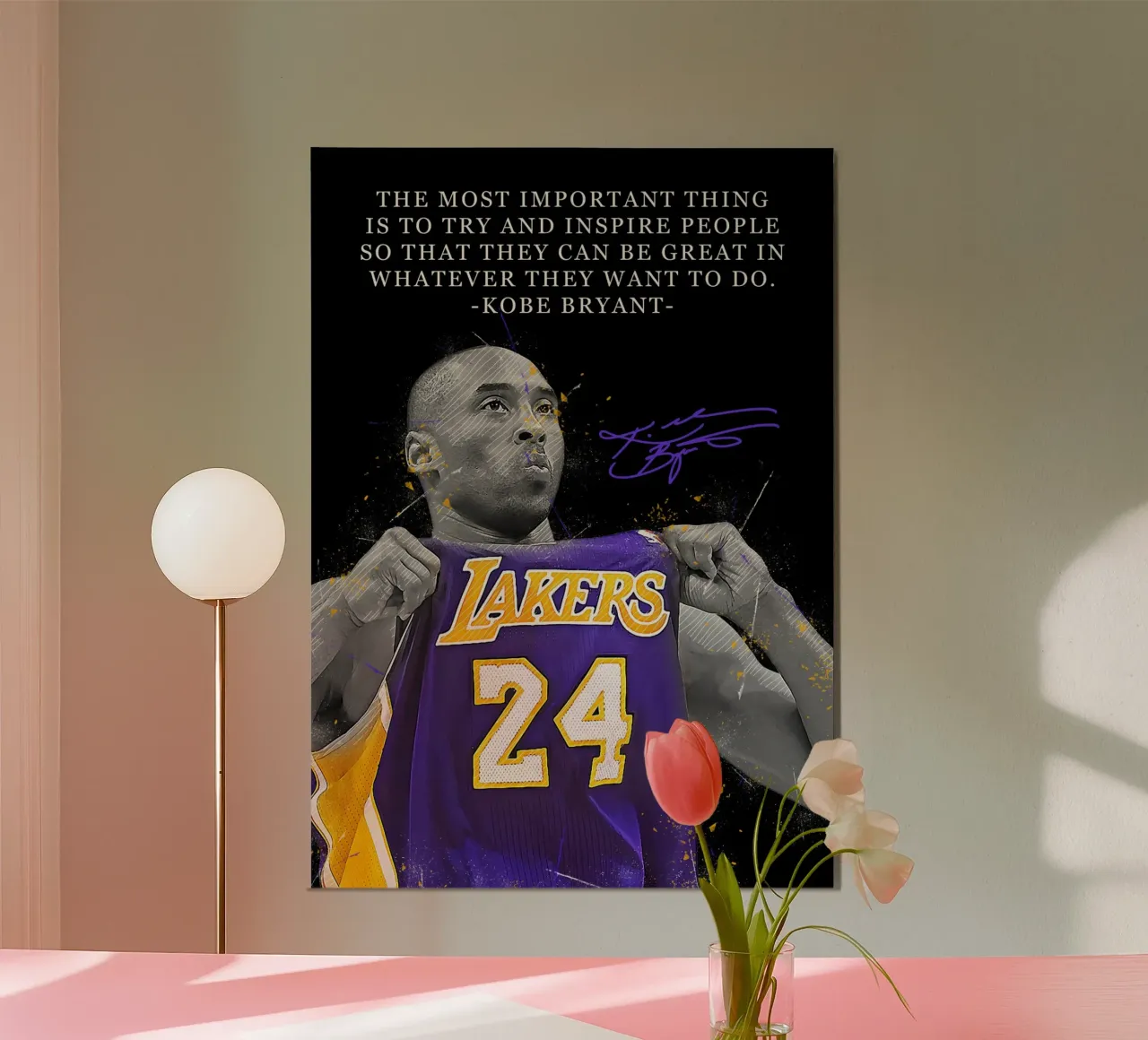 Kobe Bryant Quotes poster con telaio in alluminio da FreeArtStudio