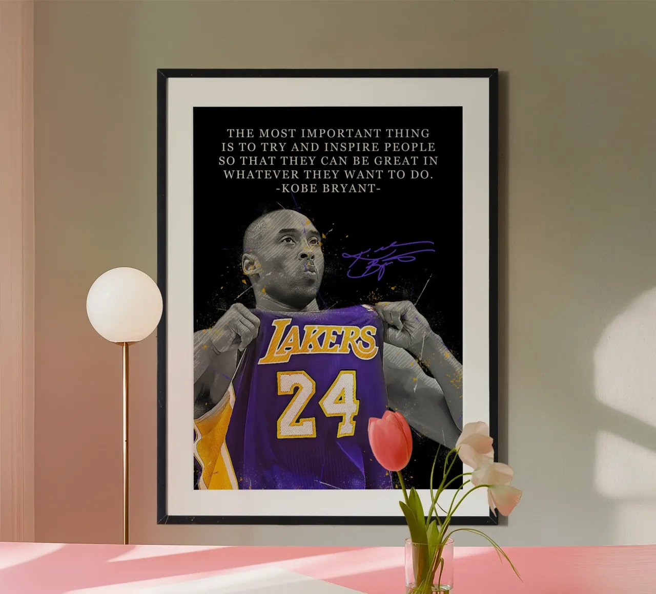 Kobe Bryant Quotes poster con telaio in alluminio da FreeArtStudio