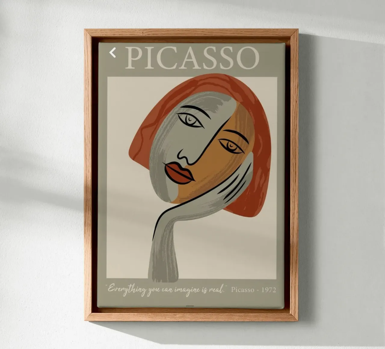 Everything You Can Imagine Is Real - Picasso 1972 canvas with Floater frame by Günstiger Laden