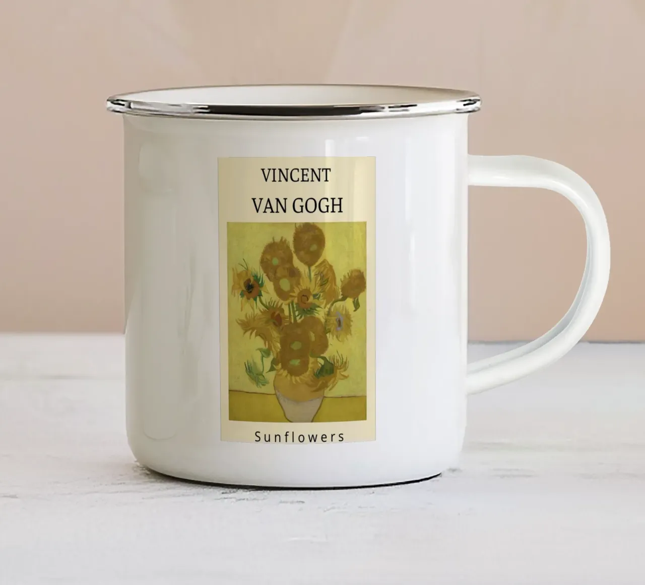 girasoli in vaso tazza in smalto da Piper Shop Oke
