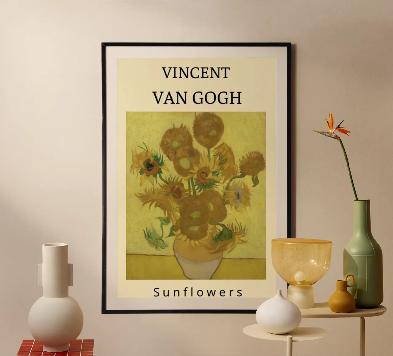 girasoli in vaso poster con telaio in alluminio da Piper Shop Oke
