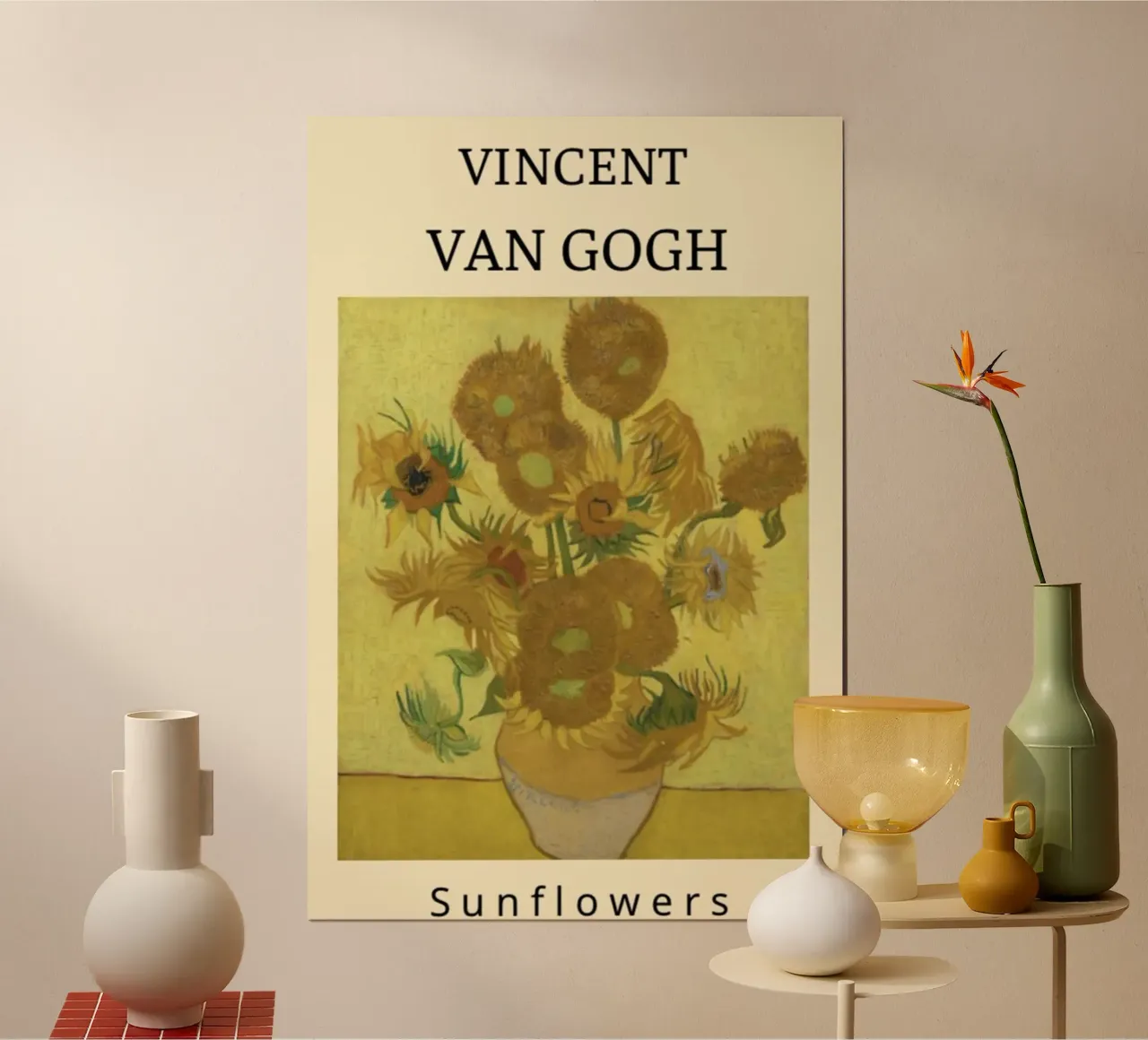 girasoli in vaso poster con telaio in alluminio da Piper Shop Oke