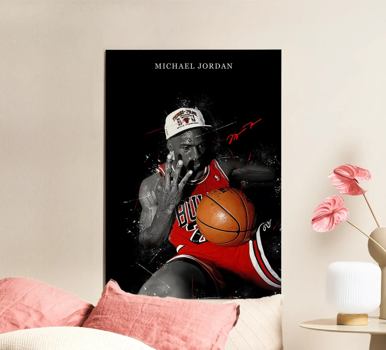 Michael Jordan poster con telaio in legno da FreeArtStudio
