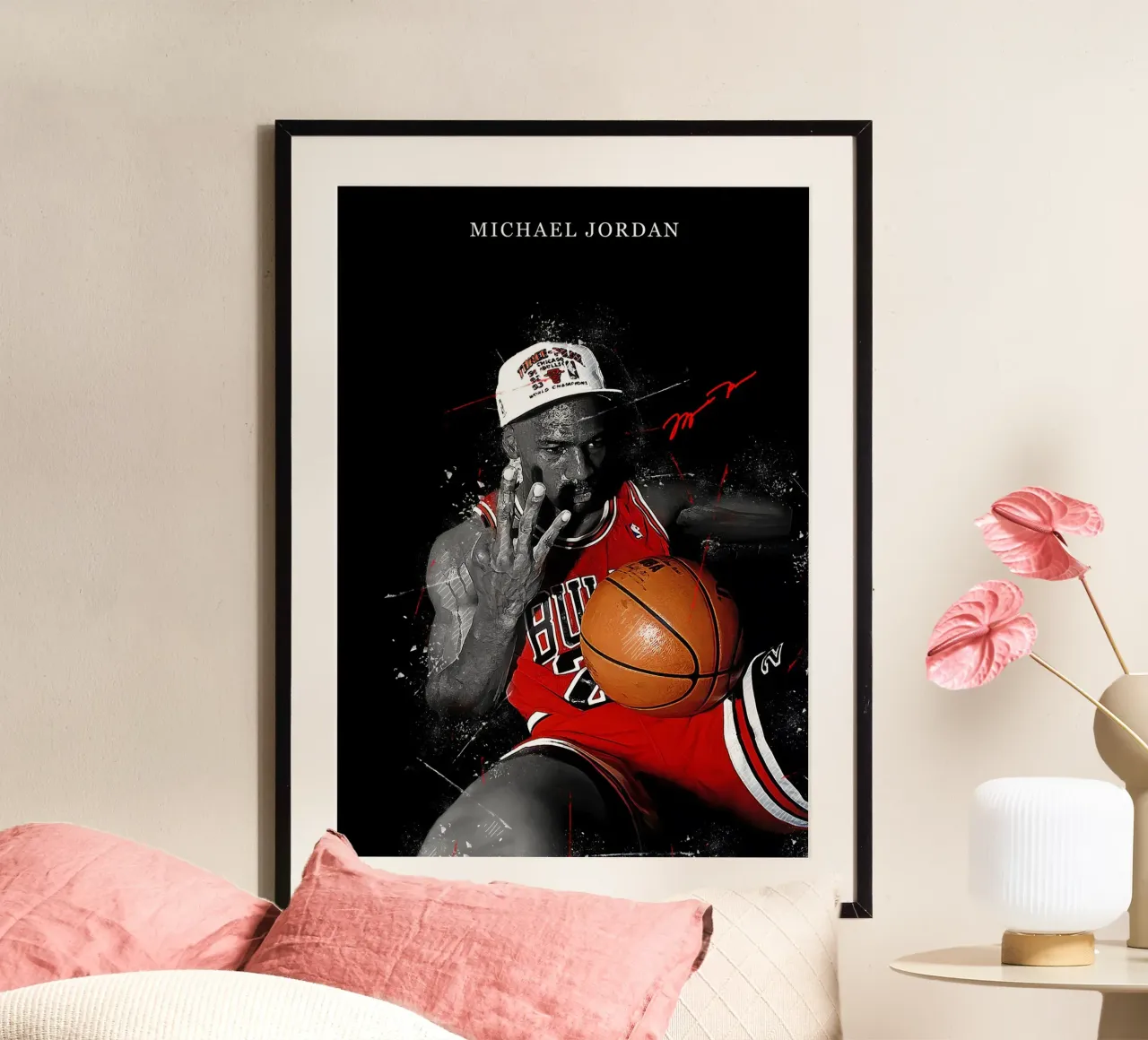 Michael Jordan poster con telaio in legno da FreeArtStudio
