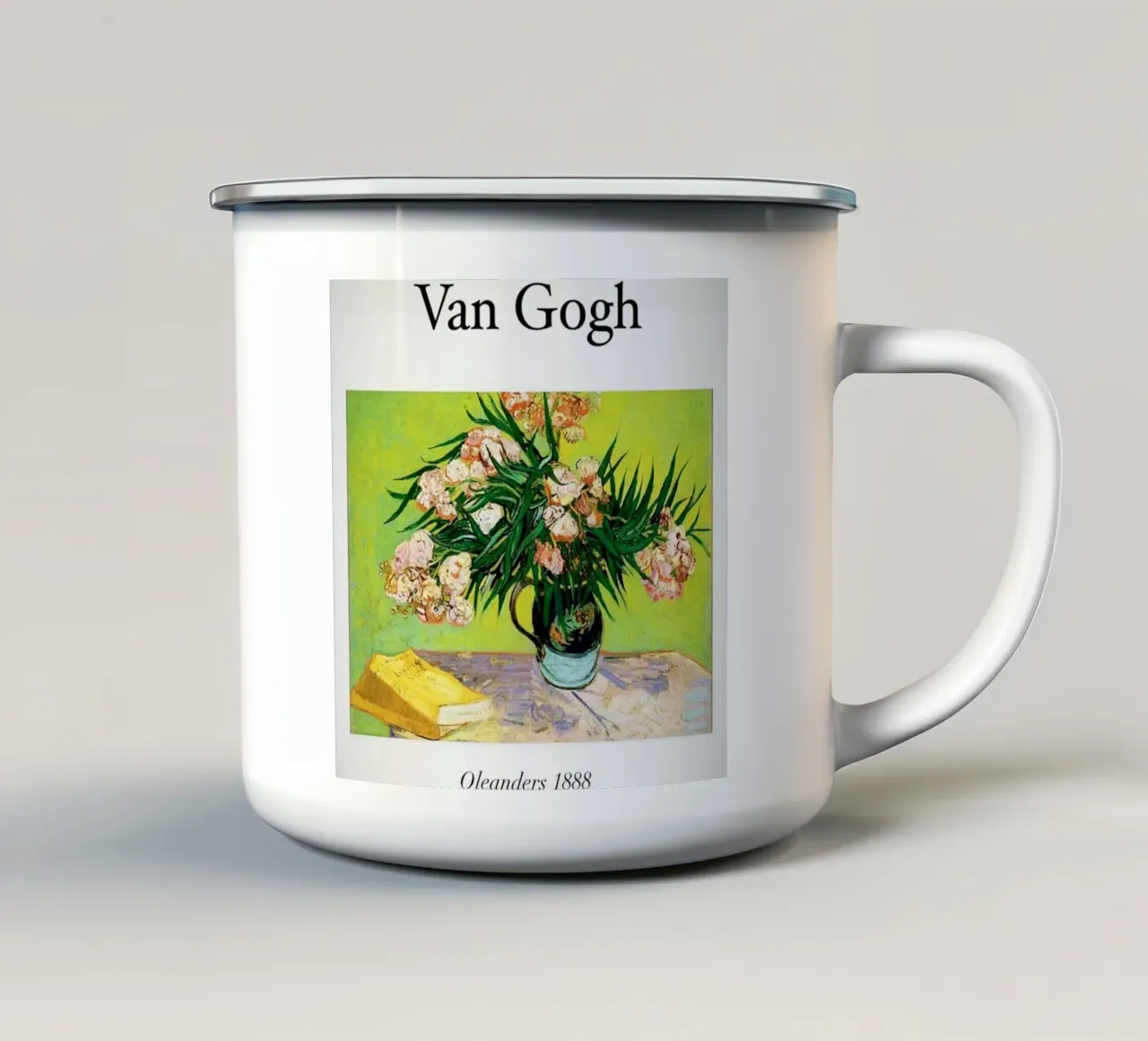 un vaso pieno di vivaci fiori di oleandro tazza in smalto da Piper Shop Oke