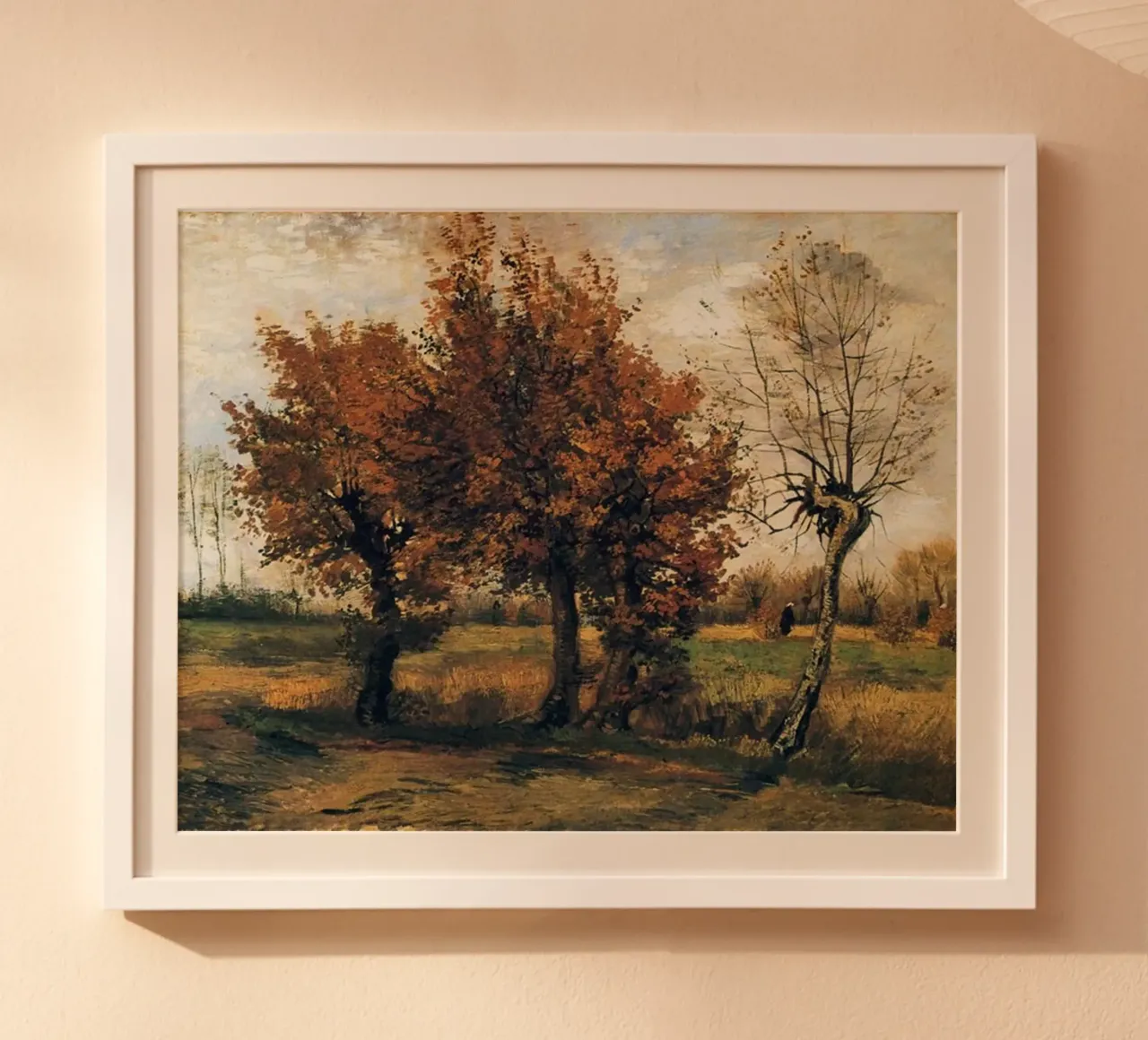 tree in the middle of an autumn landscape poster with plastic frame by Piper Shop Oke