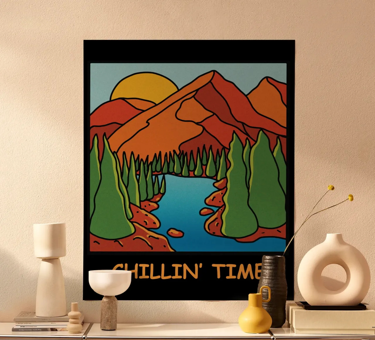 Chilling time poster con telaio in plastica da TijanaArtStudio88
