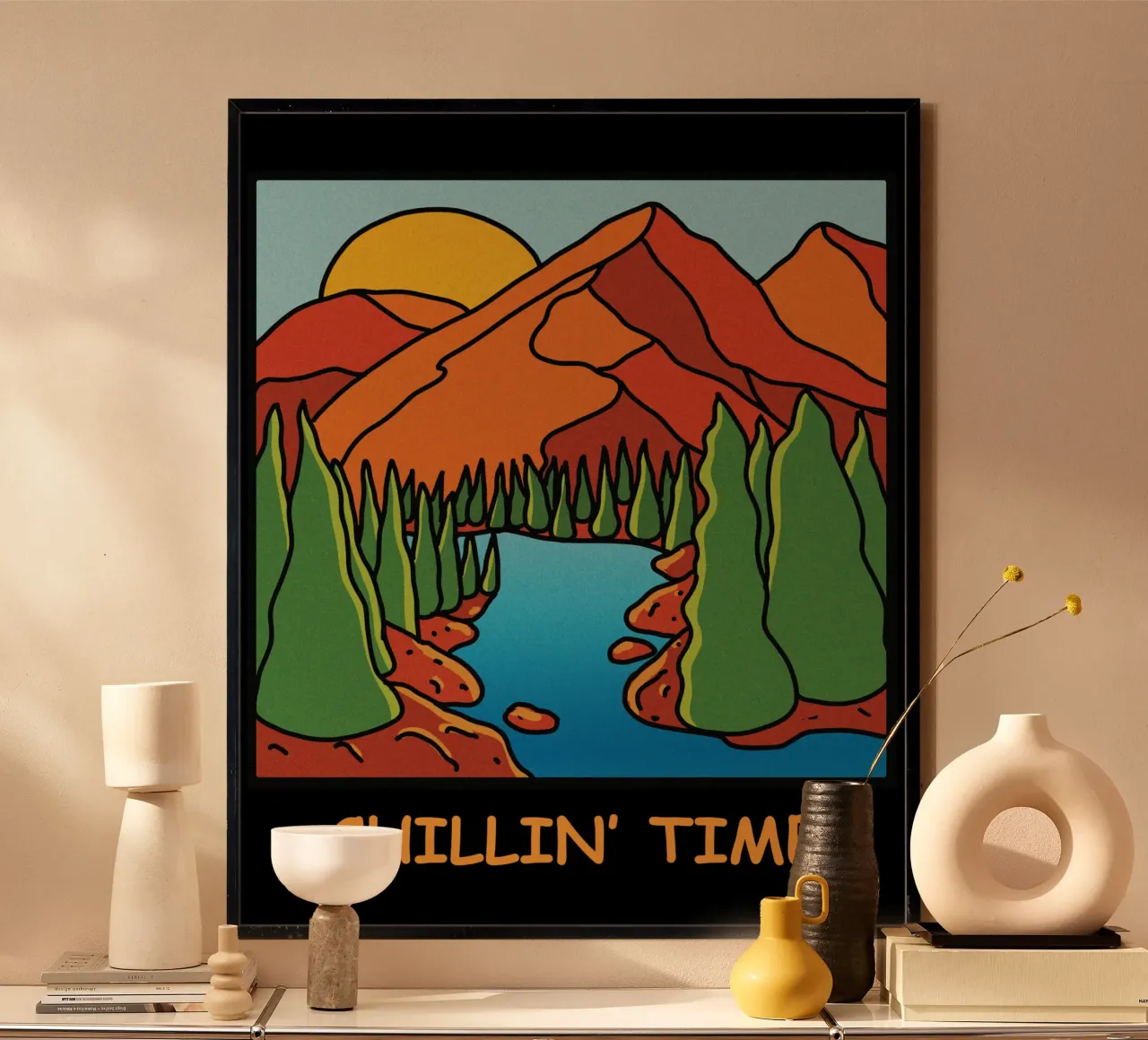 Chilling time poster con telaio in plastica da TijanaArtStudio88