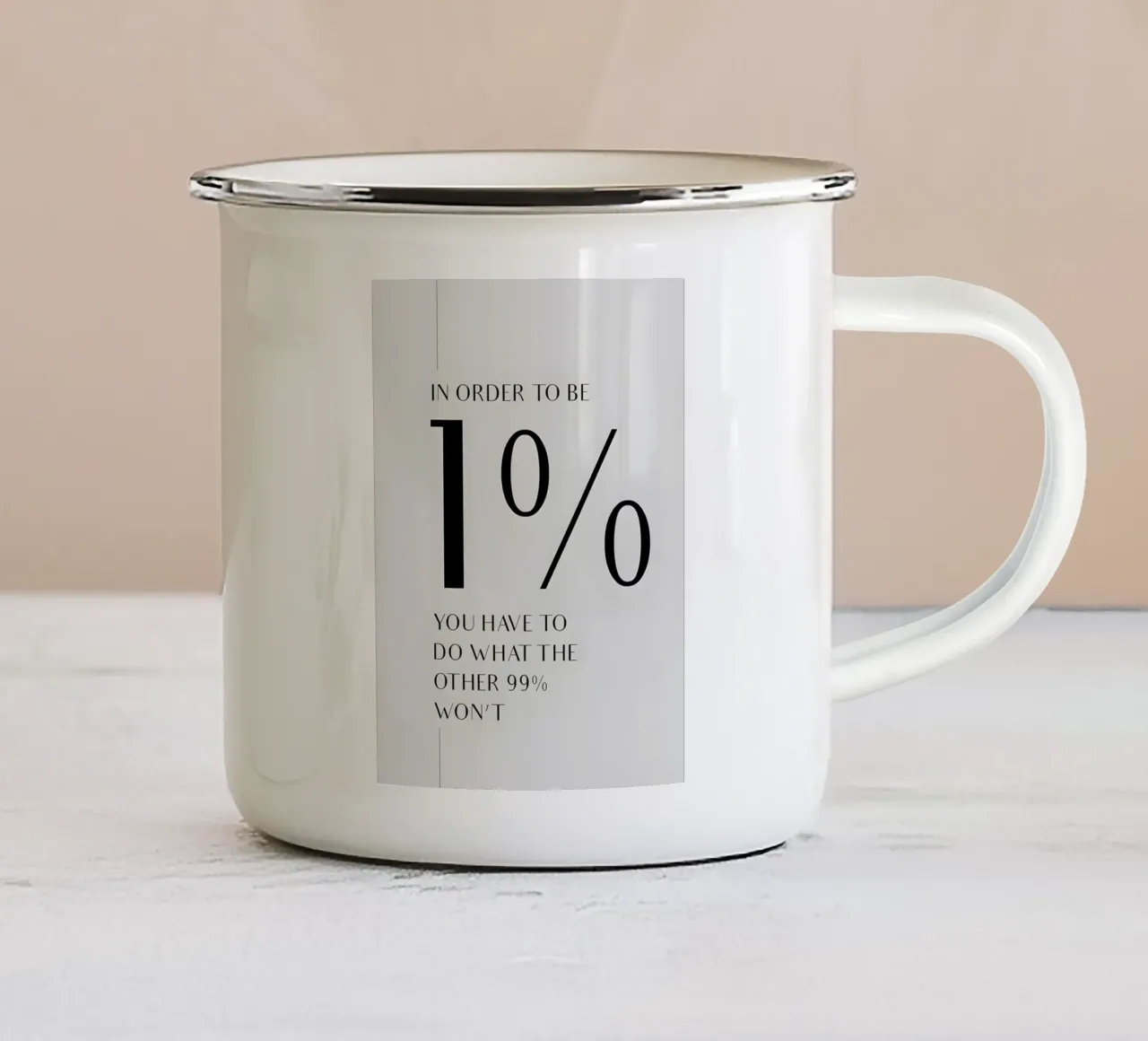 to be 1% tazza in smalto da Type & Tape