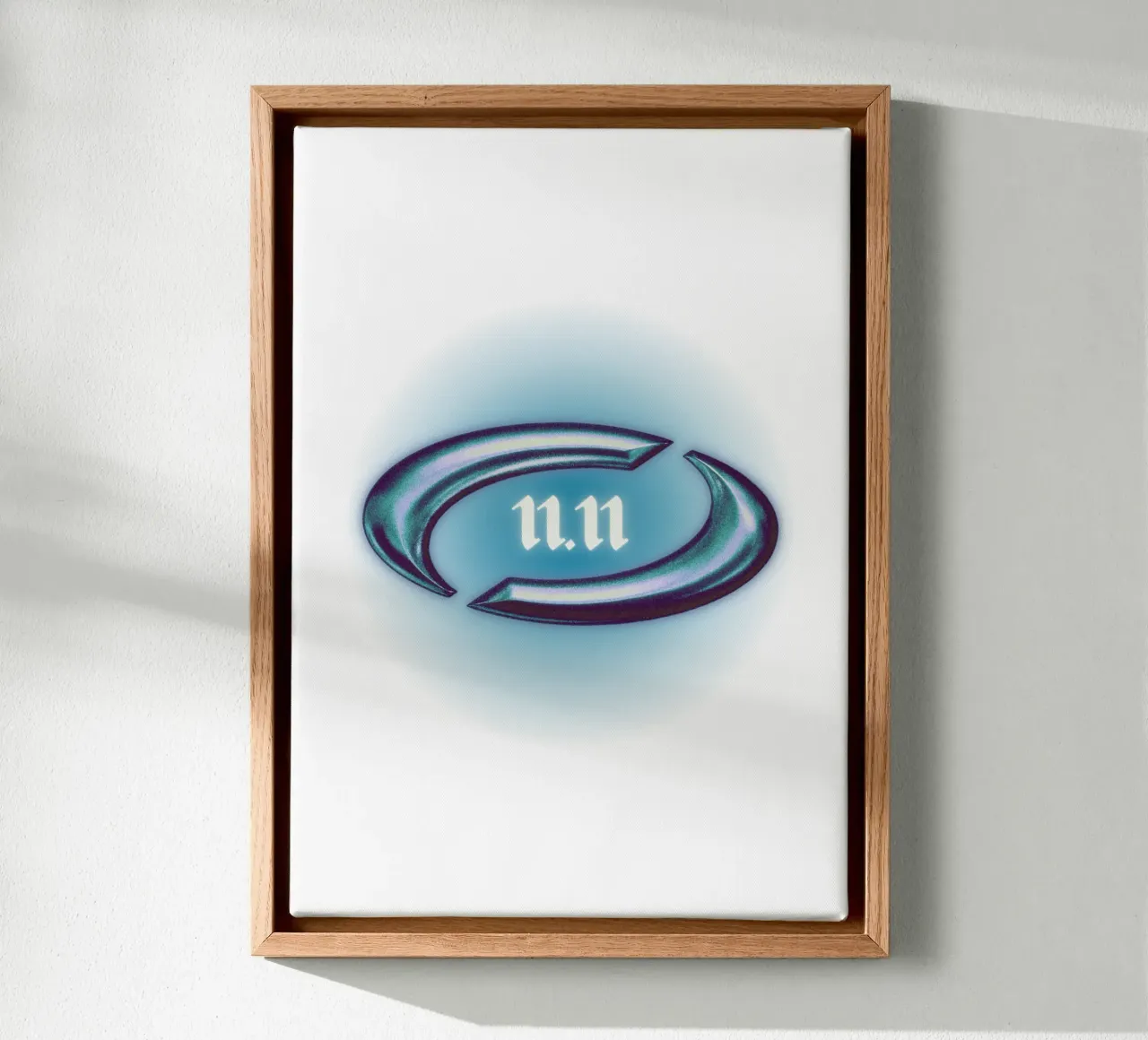 11.11 mirror hour universe logo metallic version canvas with Floater frame by morphinaeblue