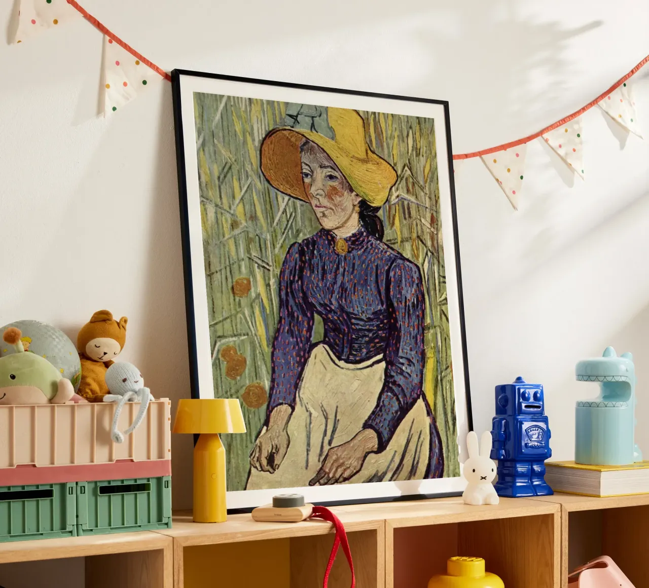 weibliche Rolle mit Weizenfeld im Hintergrund Poster von Piper Shop Oke