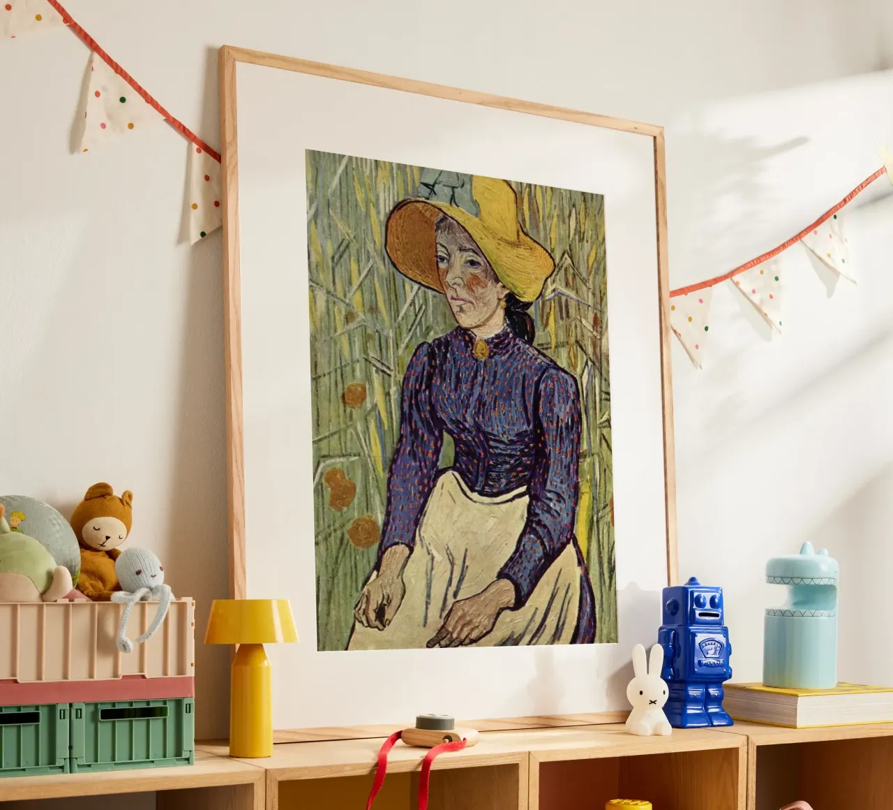 weibliche Rolle mit Weizenfeld im Hintergrund Poster von Piper Shop Oke