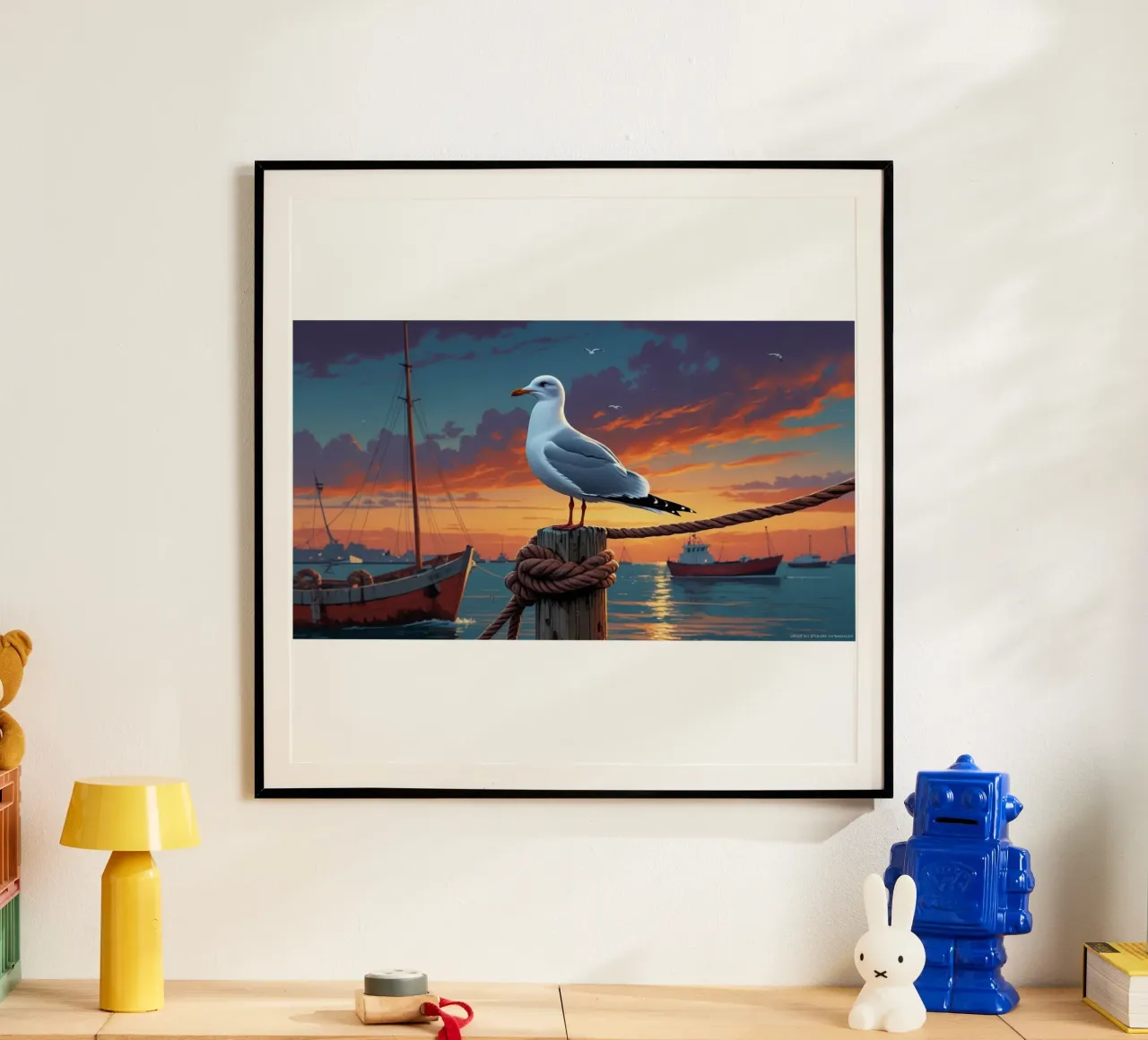 Möwe im Hafen poster da Fies&Fein