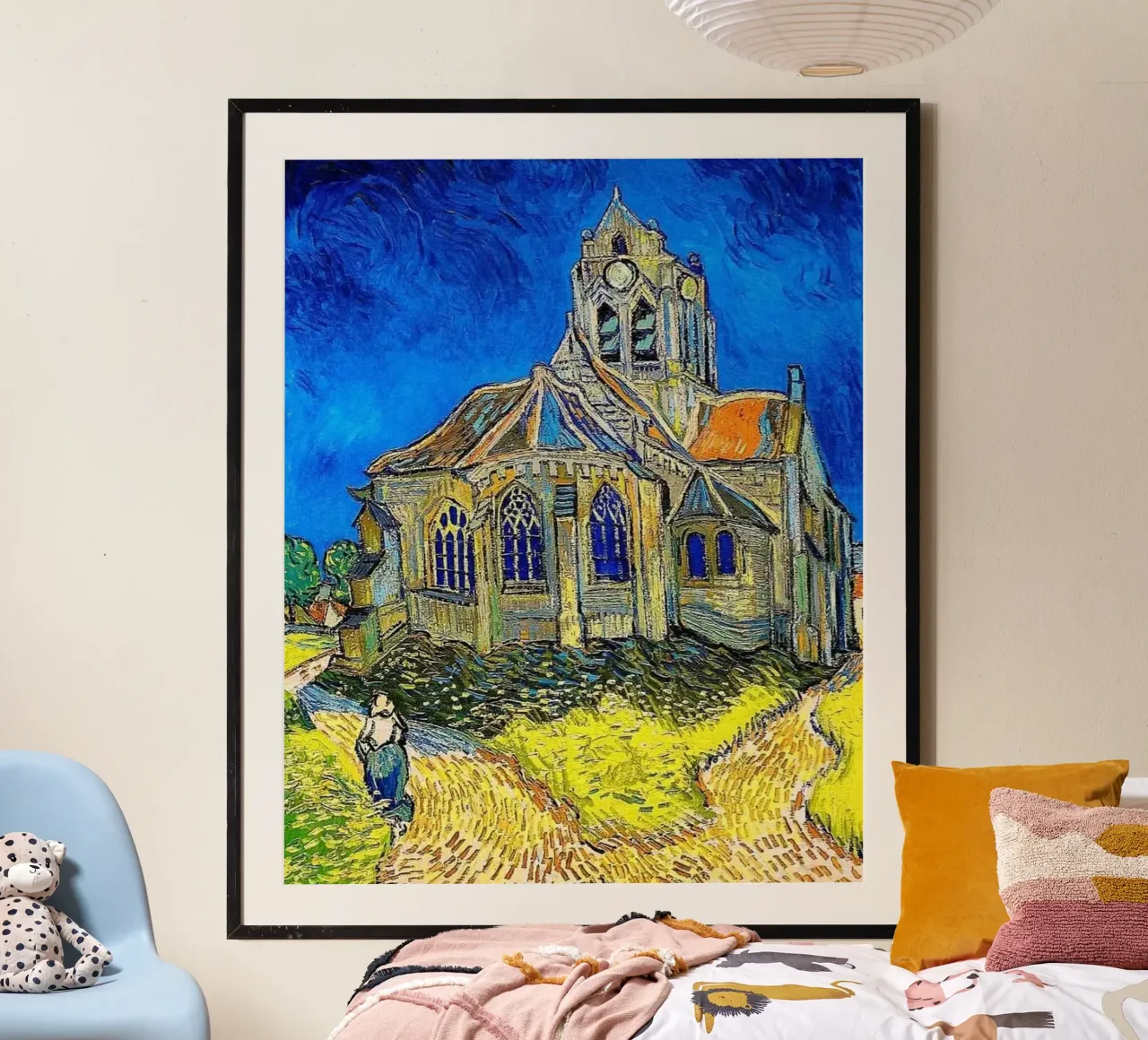 l'antica chiesa di auvers poster con telaio in plastica da Piper Shop Oke