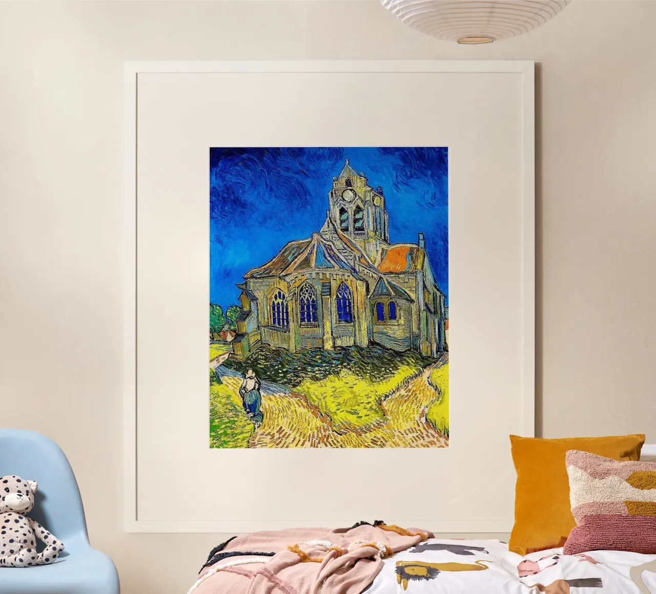 l'antica chiesa di auvers poster con telaio in plastica da Piper Shop Oke
