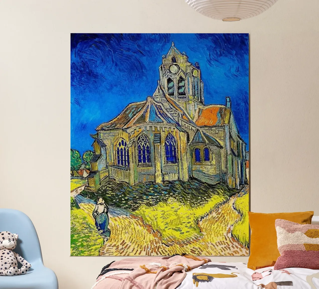 l'antica chiesa di auvers poster con telaio in plastica da Piper Shop Oke