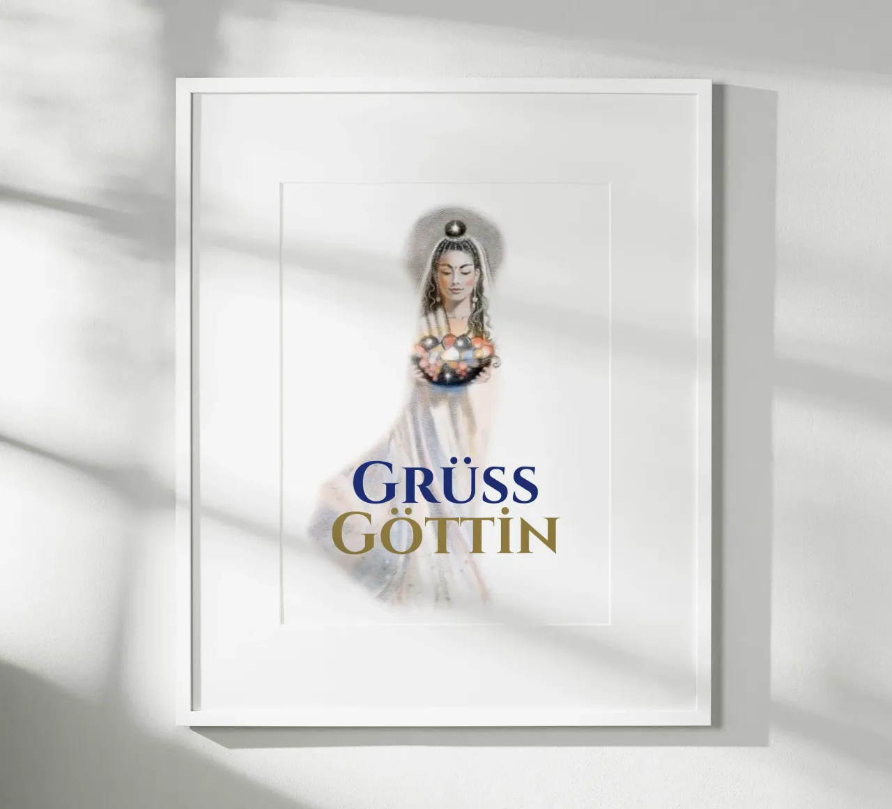 Grüß Göttin poster con telaio in plastica da Happy 😃 Art 🎨 by Christine Schnoell