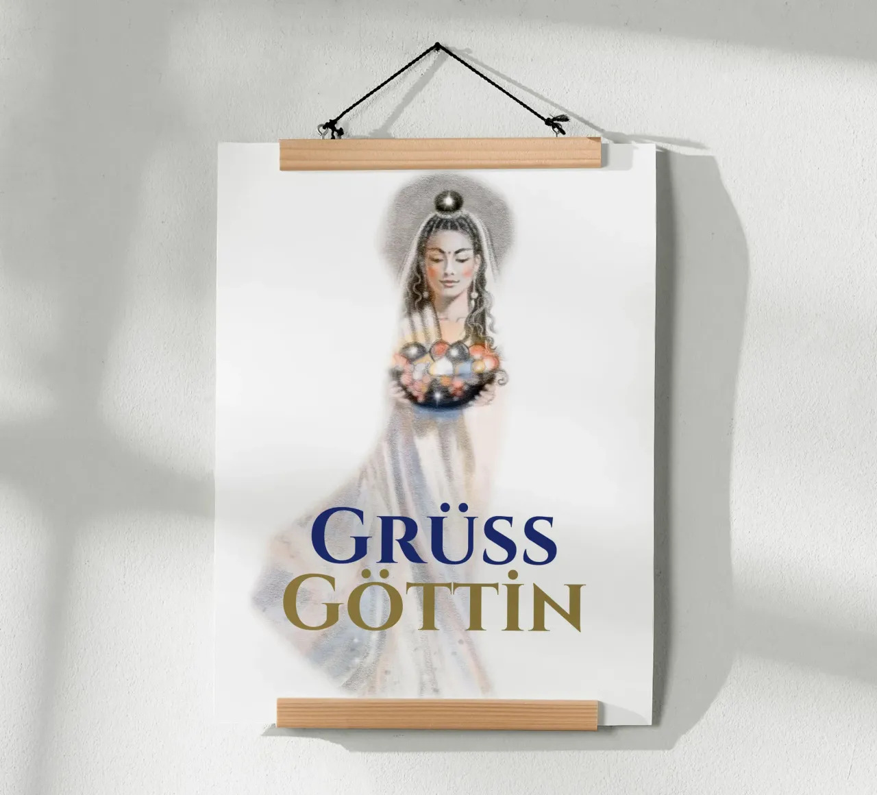 Grüß Göttin poster con telaio in plastica da Happy 😃 Art 🎨 by Christine Schnoell