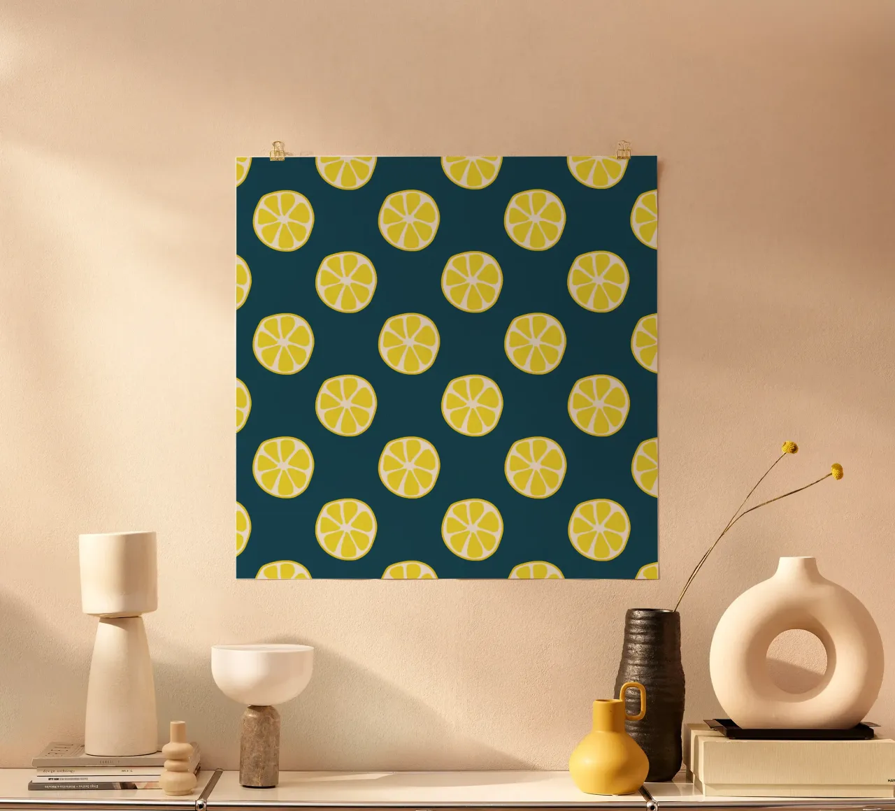 Lemon pattern poster by Little Dean